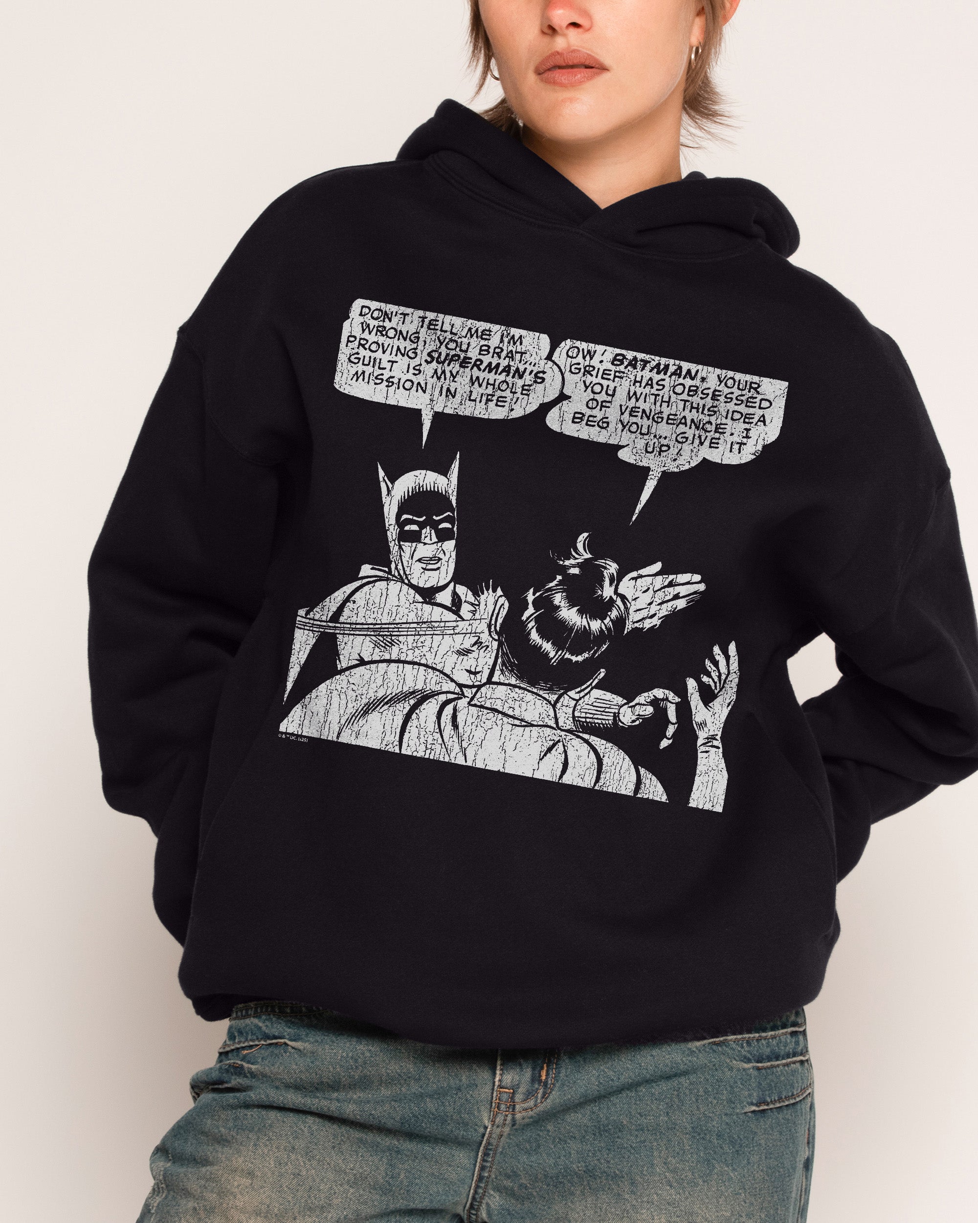 Batman Slap Graphic Hoodie - Unisex 90s Boxy Fit, 340gsm Cotton Polyester Blend