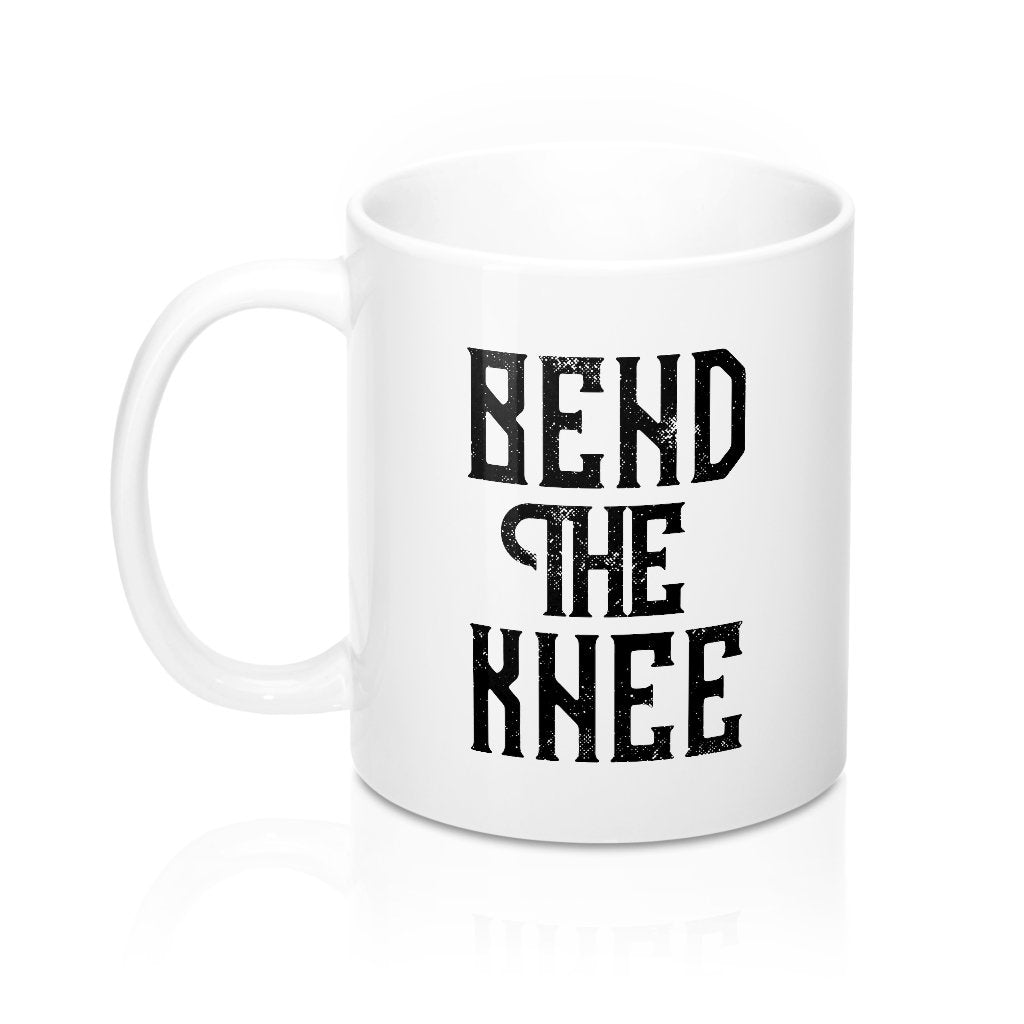 Bend the Knee Coffee Mug - White Ceramic Game of Thrones Quote Mug 11oz