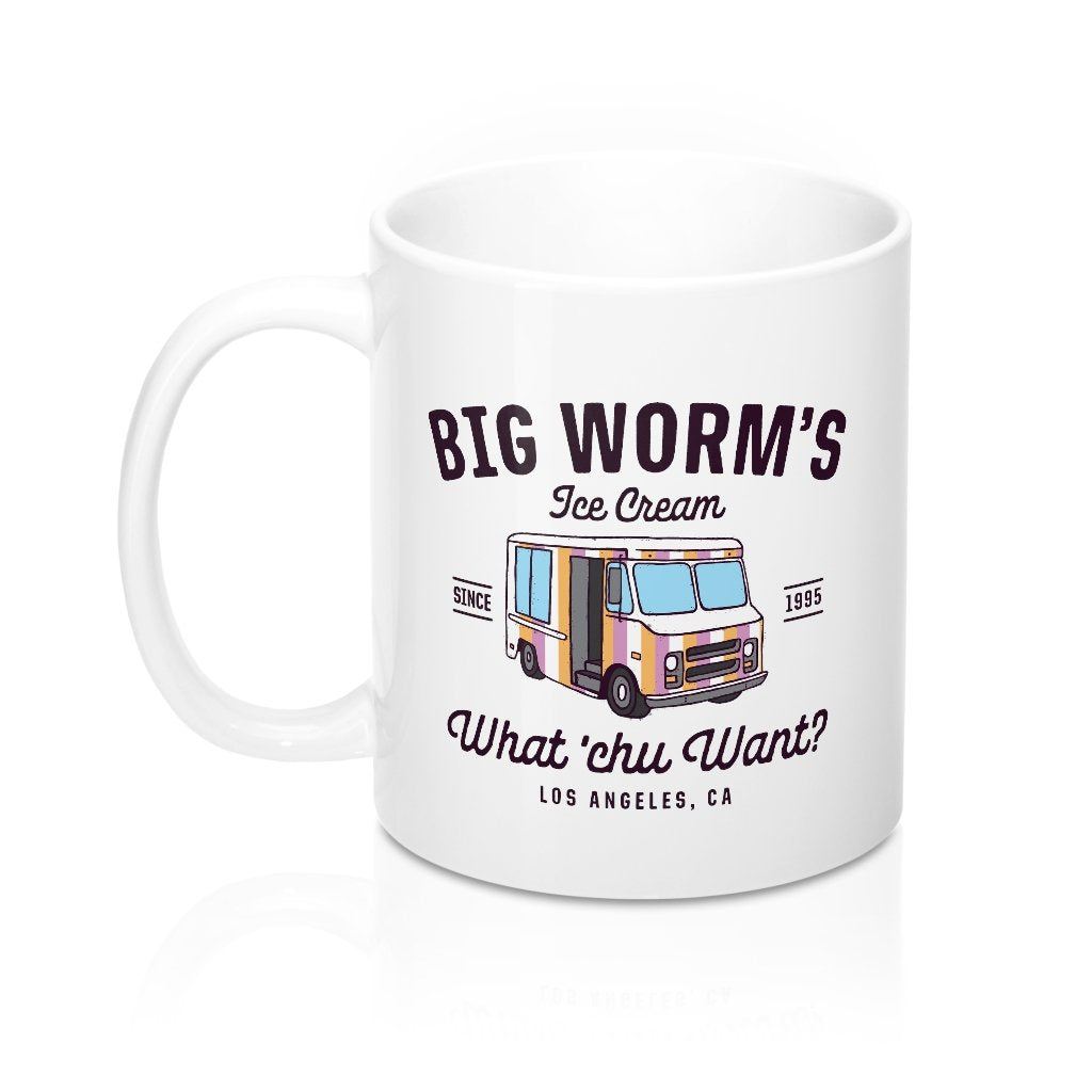 Big Worm's Ice Cream Coffee Mug - White Ceramic 11oz Classic Shape