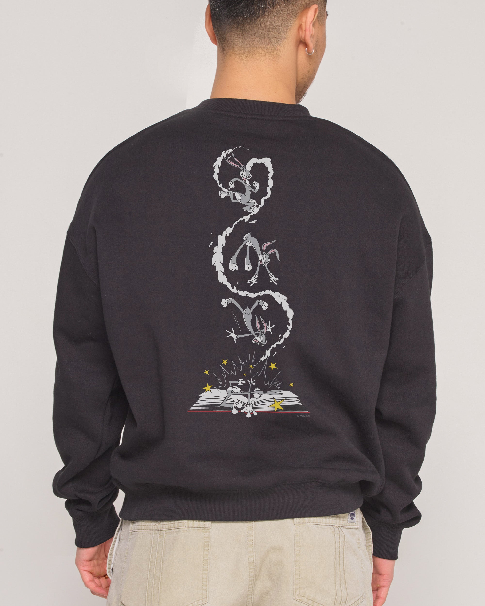 Bugs Bunny Book Crash Graphic Sweatshirt - Looney Tunes Unisex 340gsm Cotton-Poly Blend