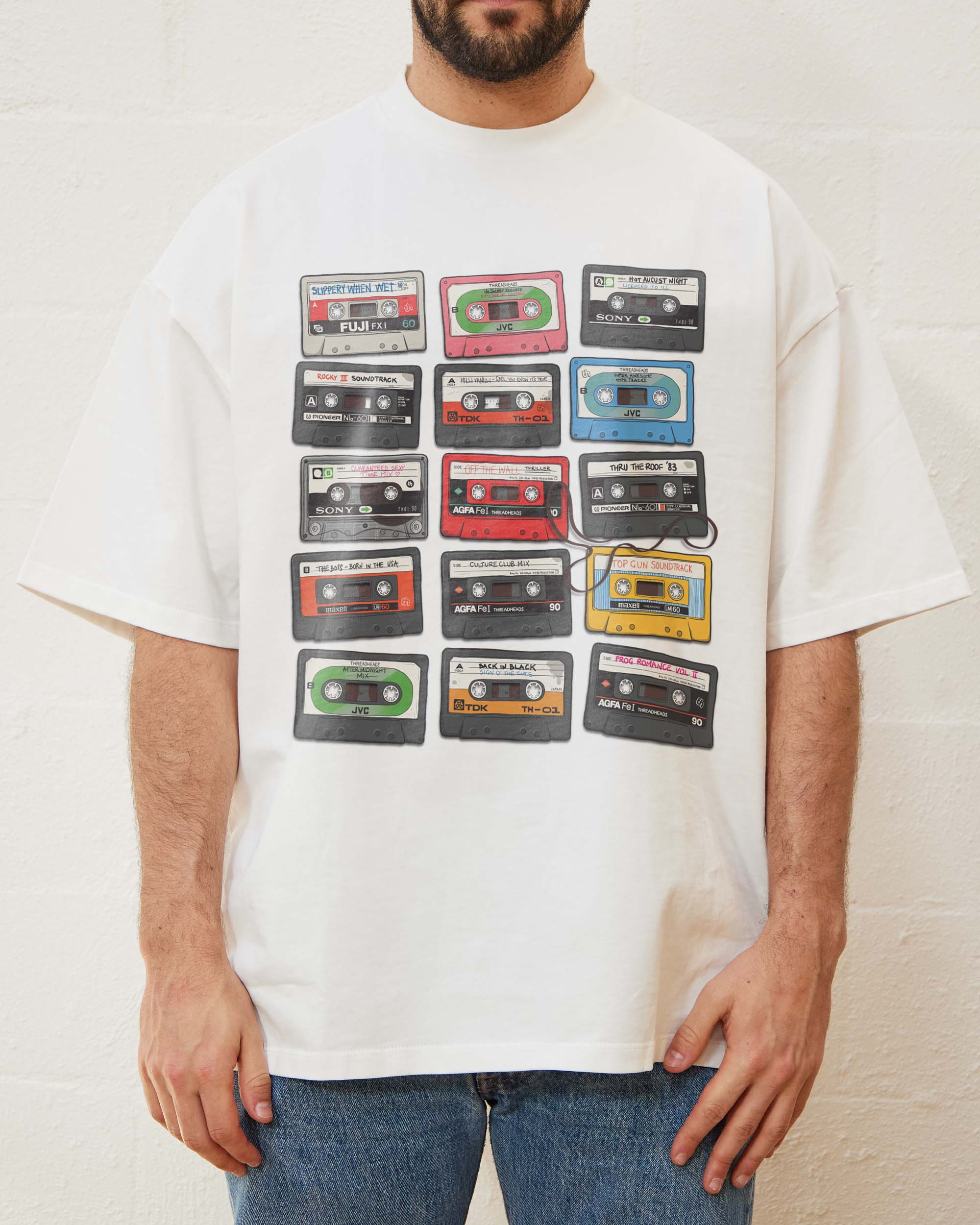Cassette Tapes Oversized Unisex T-Shirt - Threadheads 90s Graphic Tee 100% Cotton Heavyweight