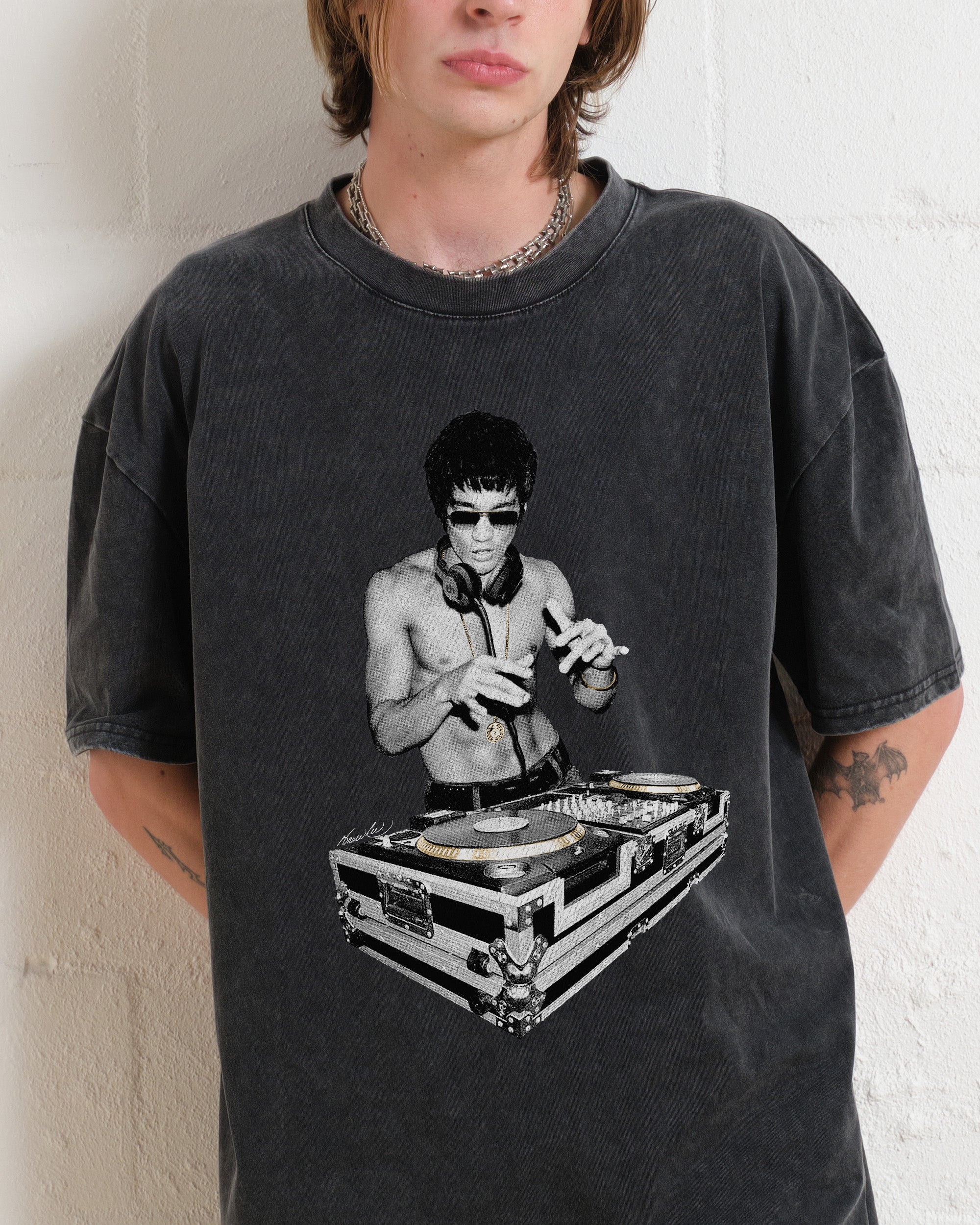 DJ Bruce Lee Oversized Graphic T-Shirt Unisex 90s Boxy Fit 275gsm Cotton