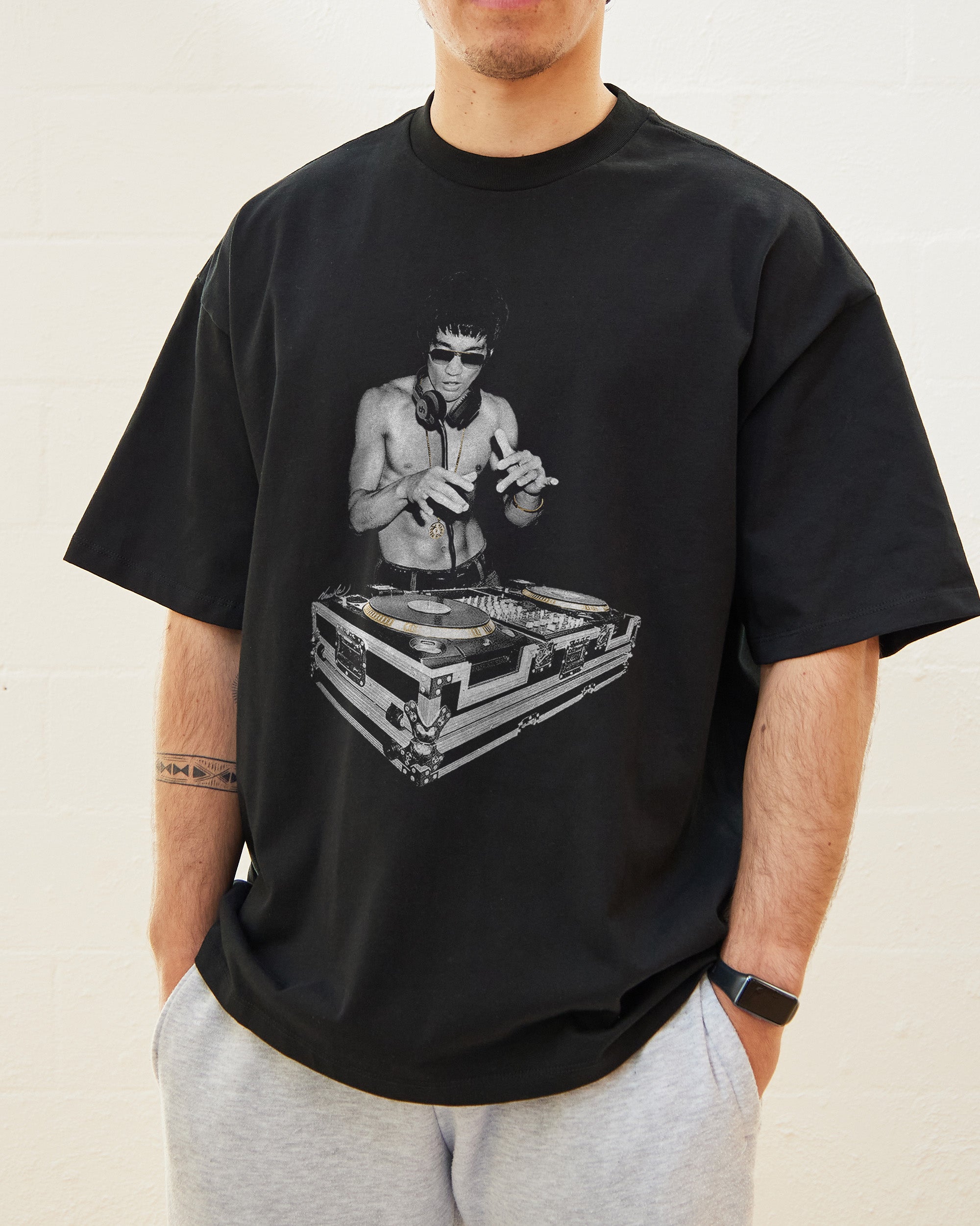 DJ Bruce Lee Oversized Graphic T-Shirt Unisex 90s Boxy Fit 275gsm Cotton