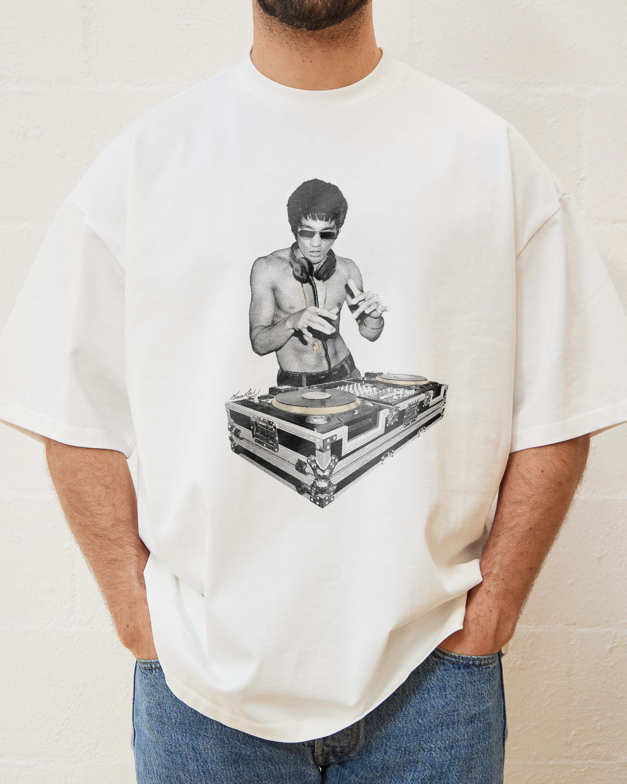 DJ Bruce Lee Oversized Graphic T-Shirt Unisex 90s Boxy Fit 275gsm Cotton