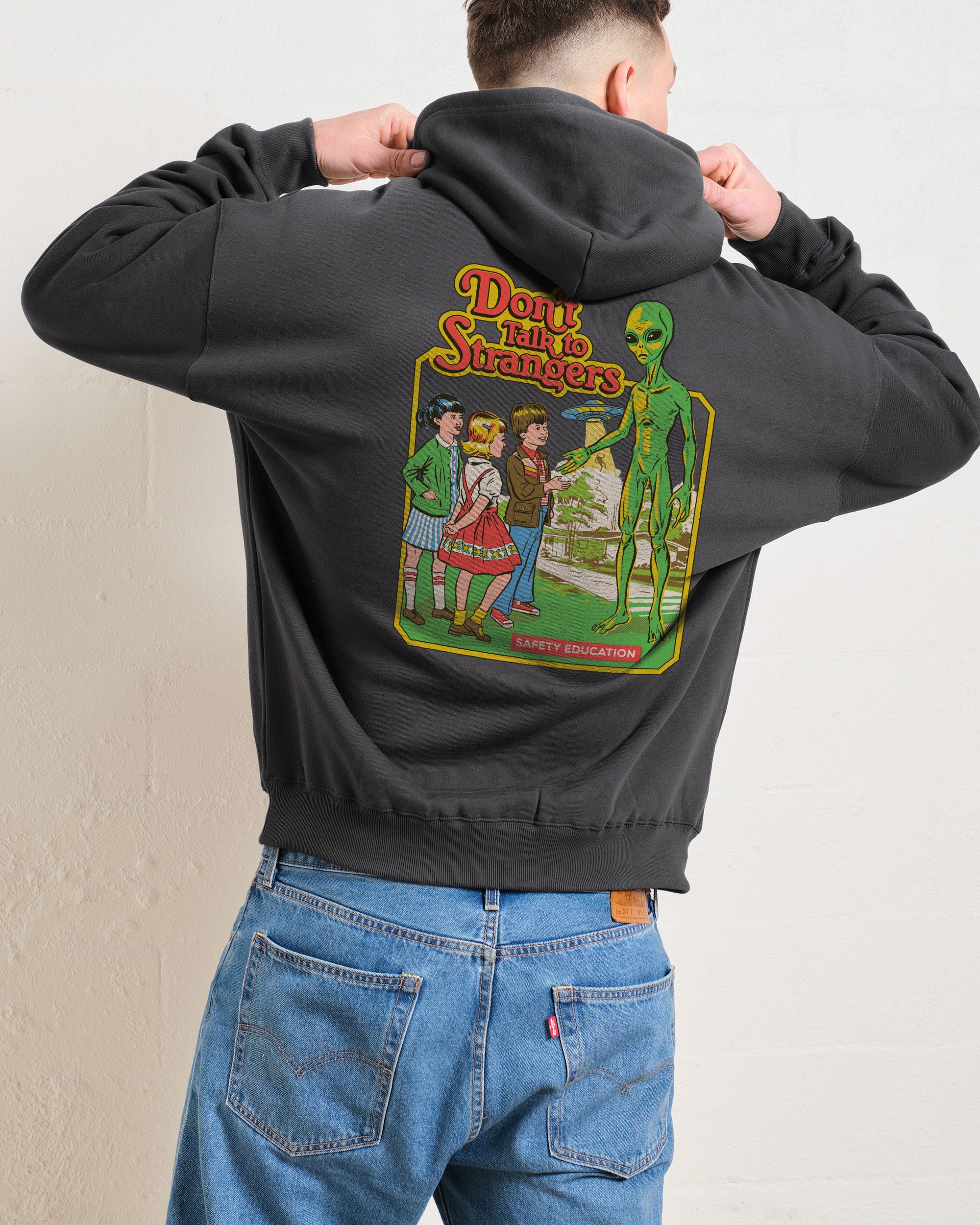 Don't Talk to Strangers Front and Back Graphic Hoodie Unisex 90s Boxy Fit