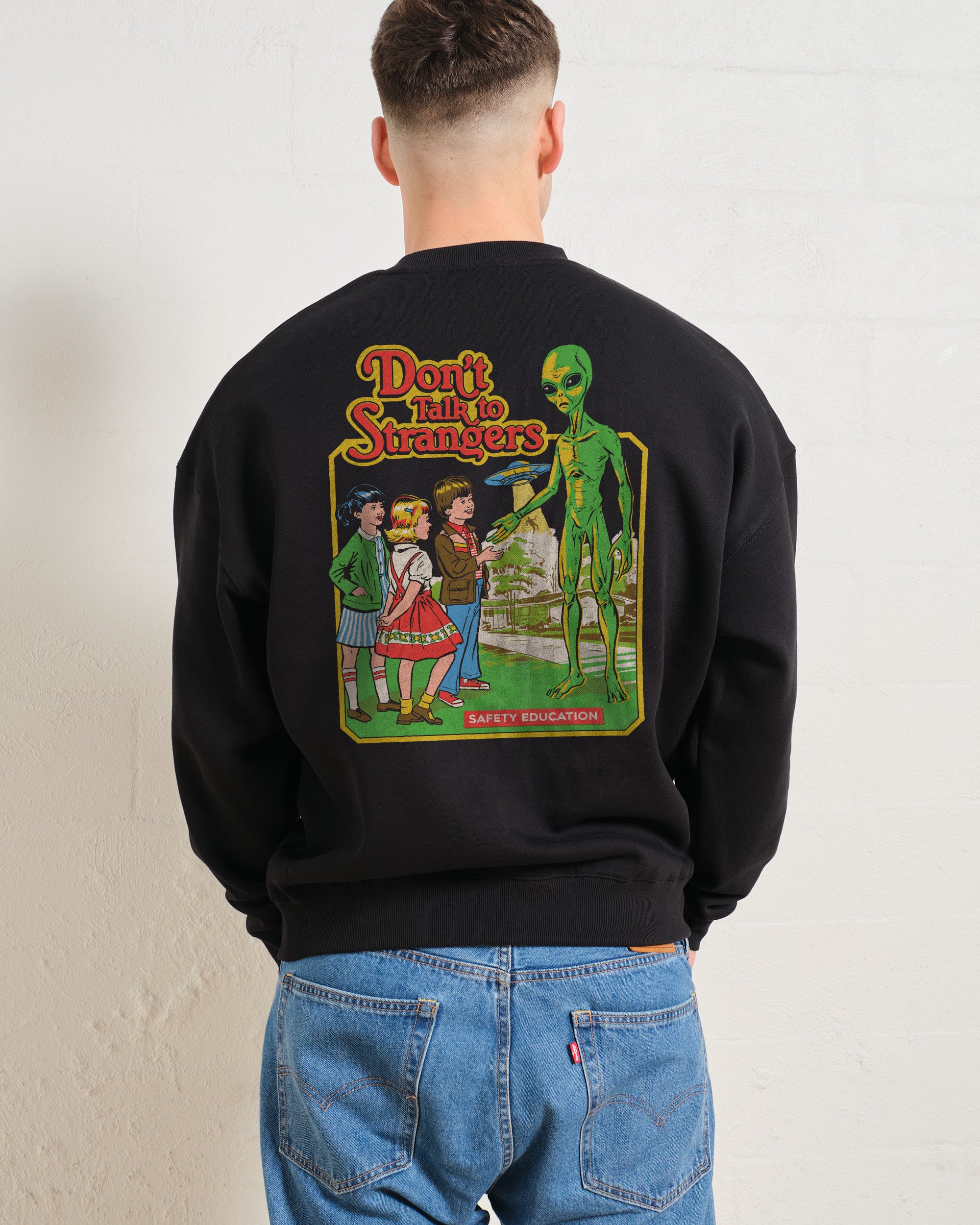 Don't Talk to Strangers Front and Back Graphic Sweatshirt Unisex Cotton Poly Blend