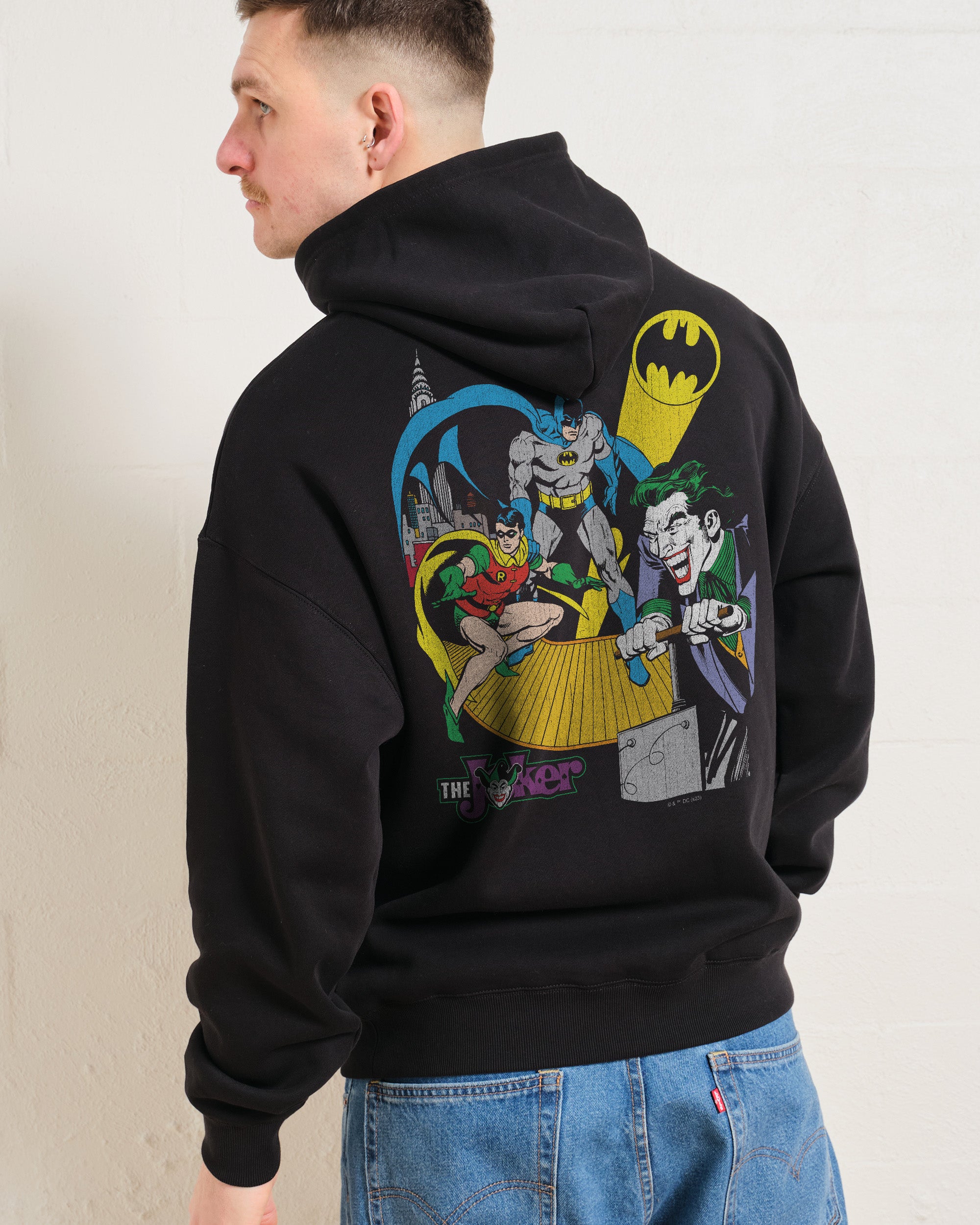 Exploding Gotham City DC Comics Unisex Hoodie - 90s Boxy Fit, 340gsm Cotton Polyester