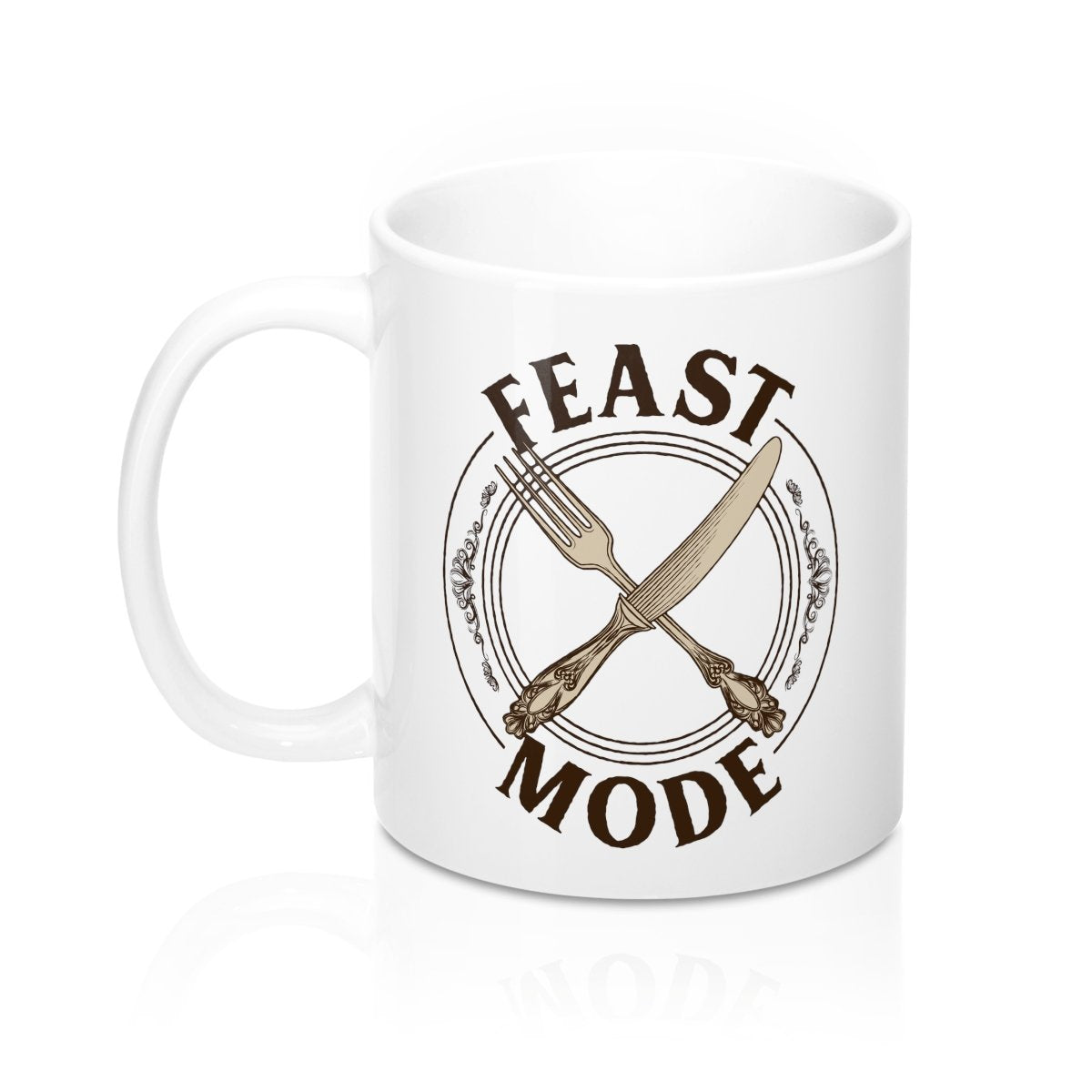 Feast Mode Ceramic Coffee Mug - White Durable 11oz Classic Shape