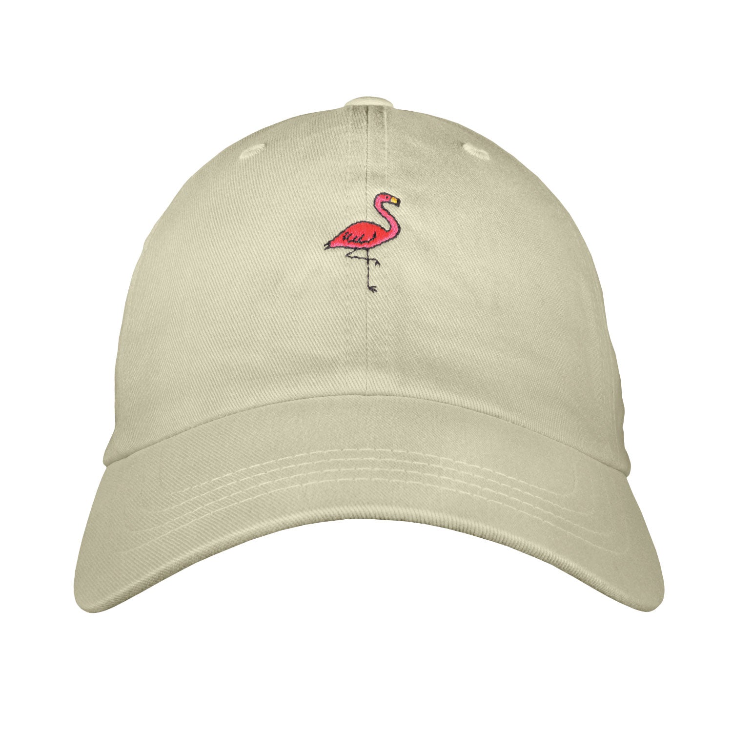 Flamingo Dad Hat - Embroidered Unstructured Cotton Twill Adjustable One Size