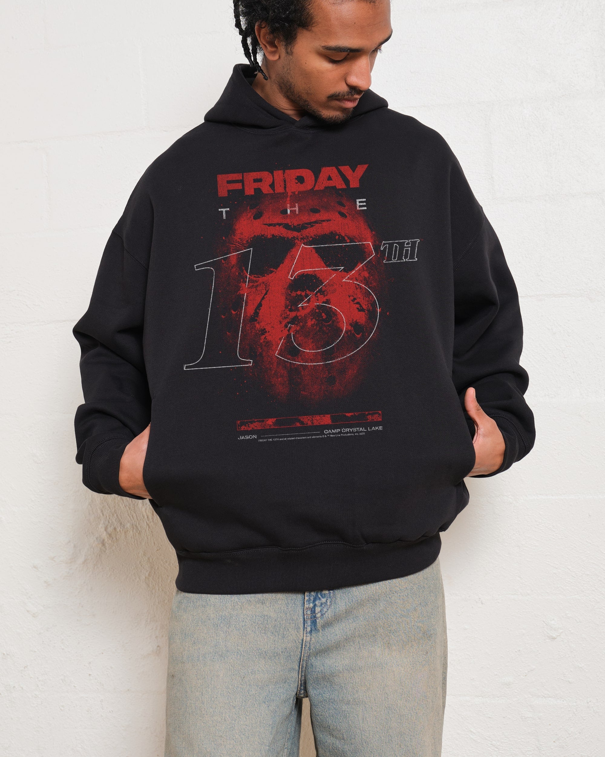 Friday the 13th Mask Graphic Hoodie - Unisex 90s Boxy Fit 80% Cotton Premium