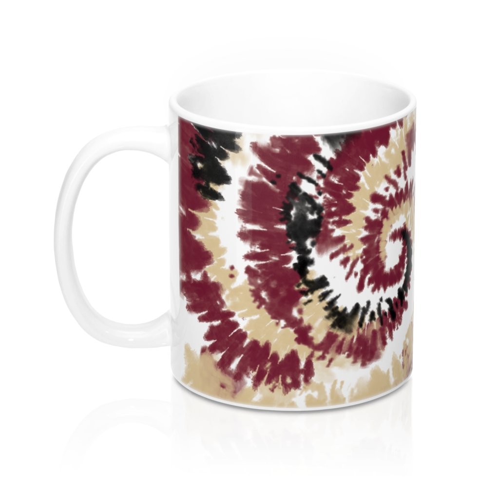 Garnet & Gold Tie Dye Coffee Mug - White Ceramic 11oz