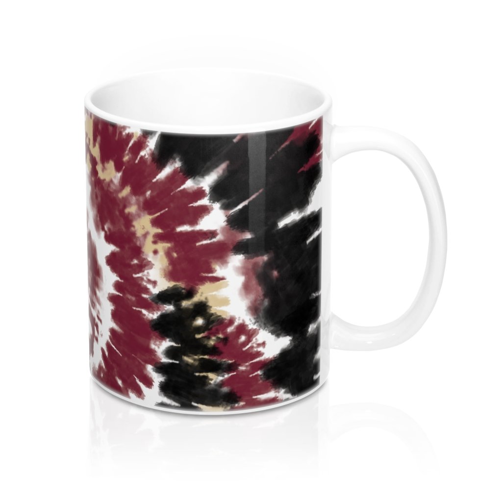 Garnet & Gold Tie Dye Coffee Mug - White Ceramic 11oz