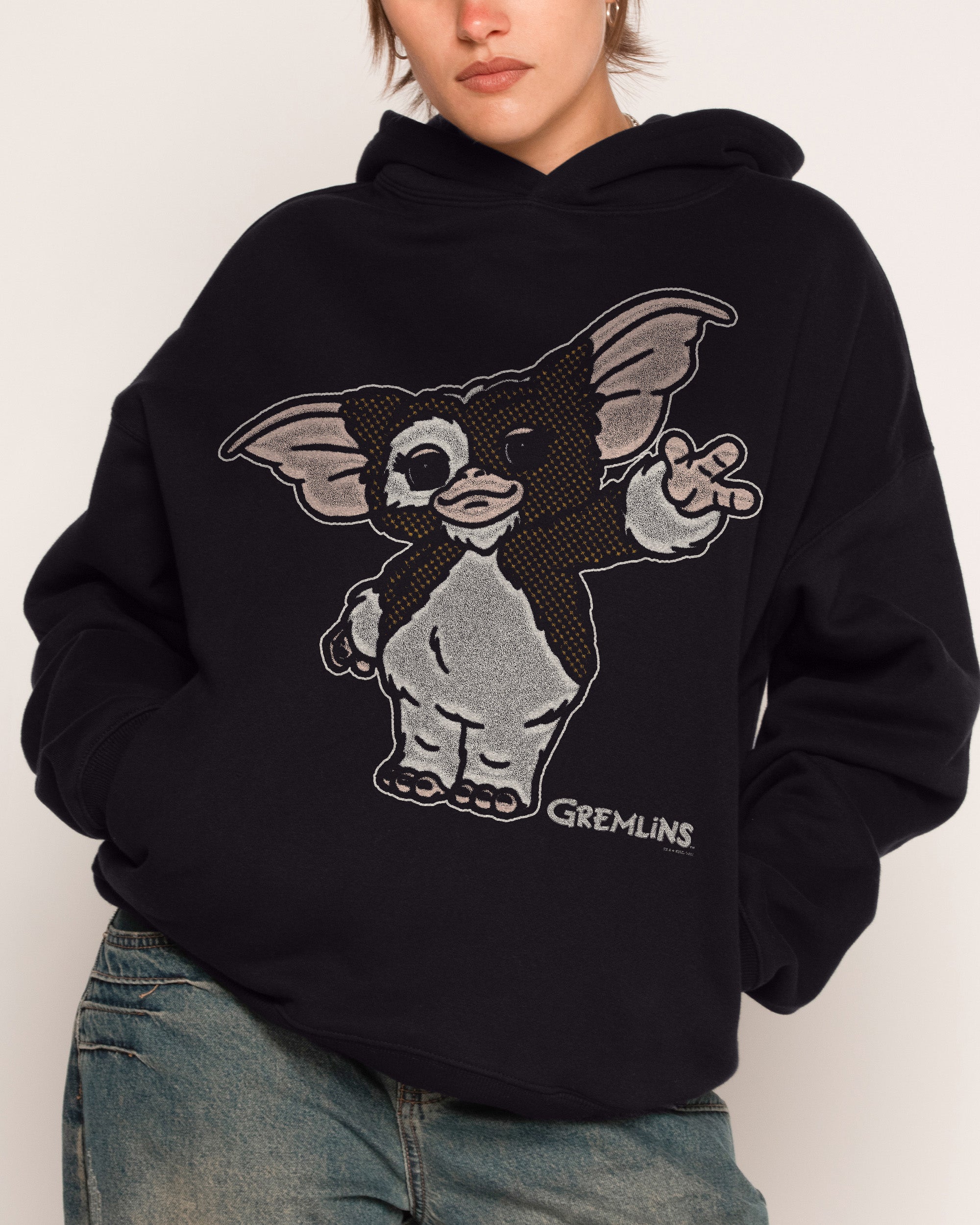 Gizmo Wave Gremlins Hoodie Unisex 90s Boxy Fit 340gsm Cotton Polyester