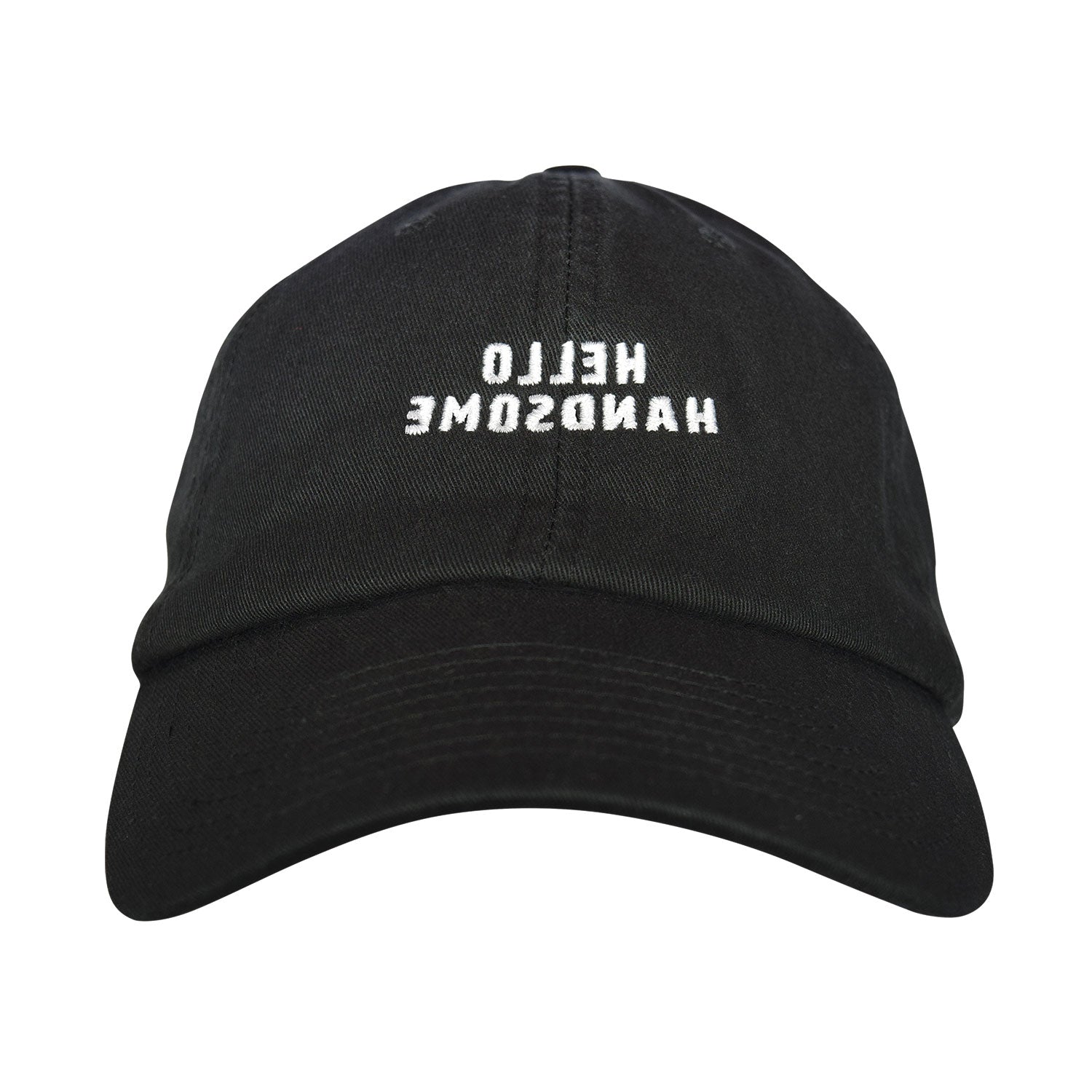 Hello Handsome Embroidered Dad Hat - Unstructured Washed Cotton Twill Adjustable One Size