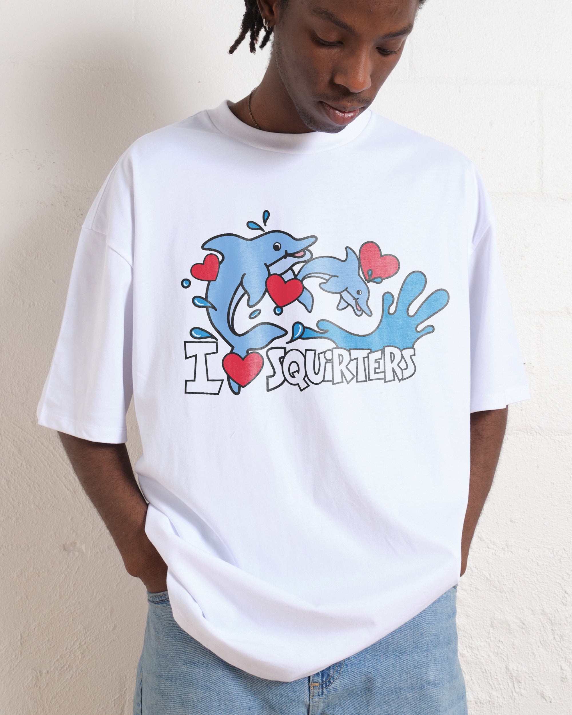 I Love Squirters Oversized Graphic Tee Unisex 90s Boxy Fit 100% Combed Cotton