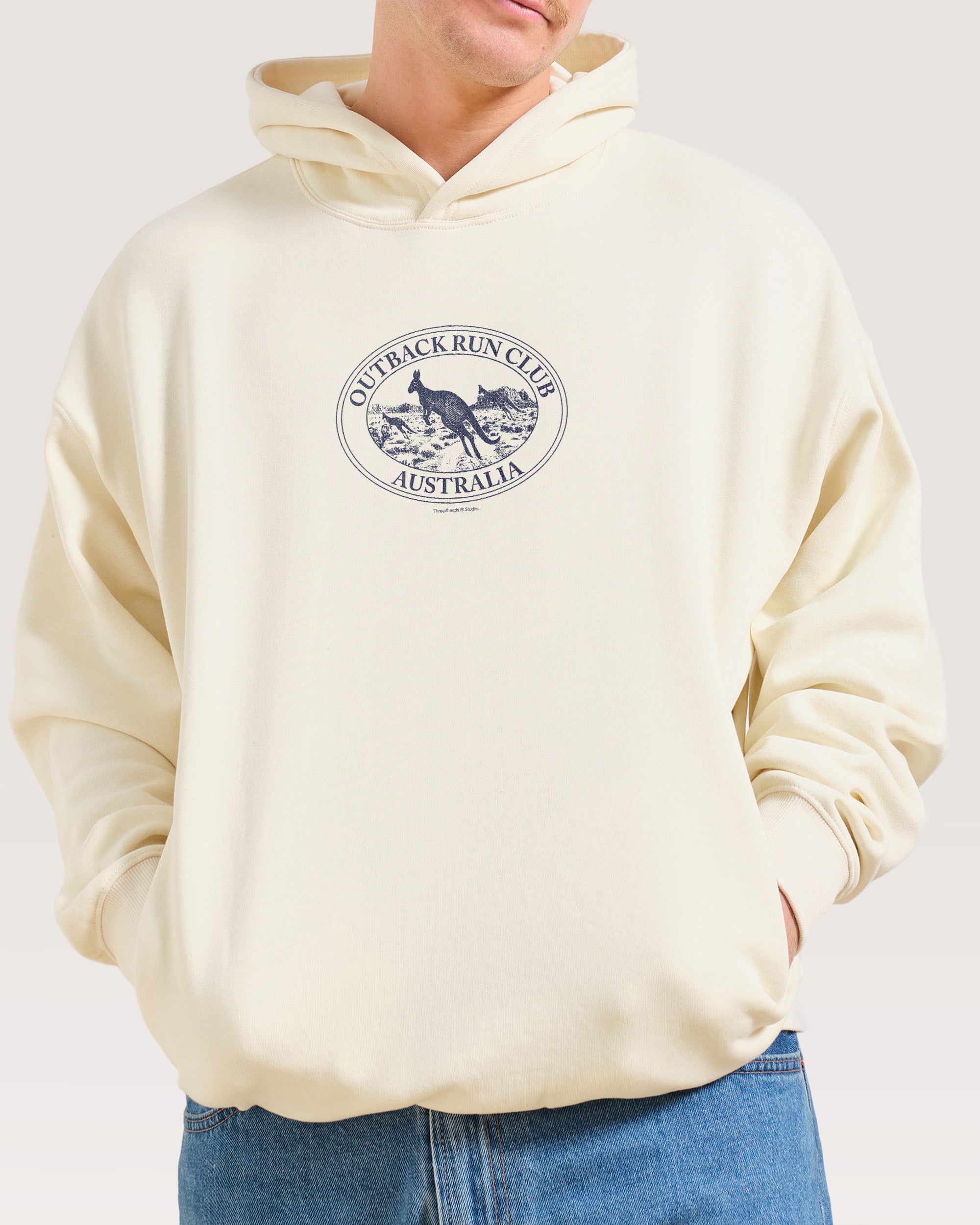 Kangaroo Outback Run Club Unisex Hoodie - 90s Boxy Fit, 340gsm Cotton-Polyester