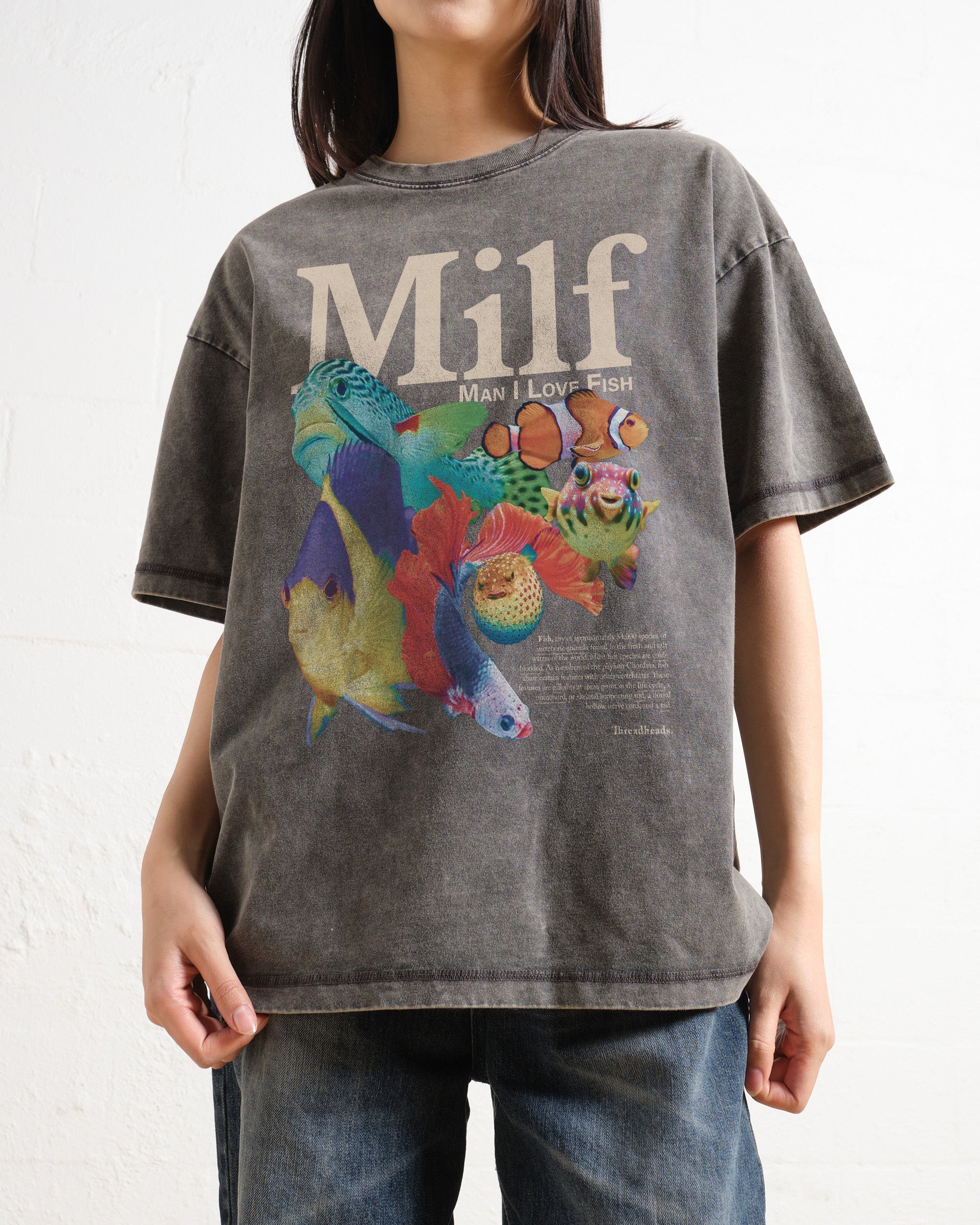 Man I Love Fish Oversized Graphic Tee Unisex 90s Boxy Fit 100% Combed Cotton