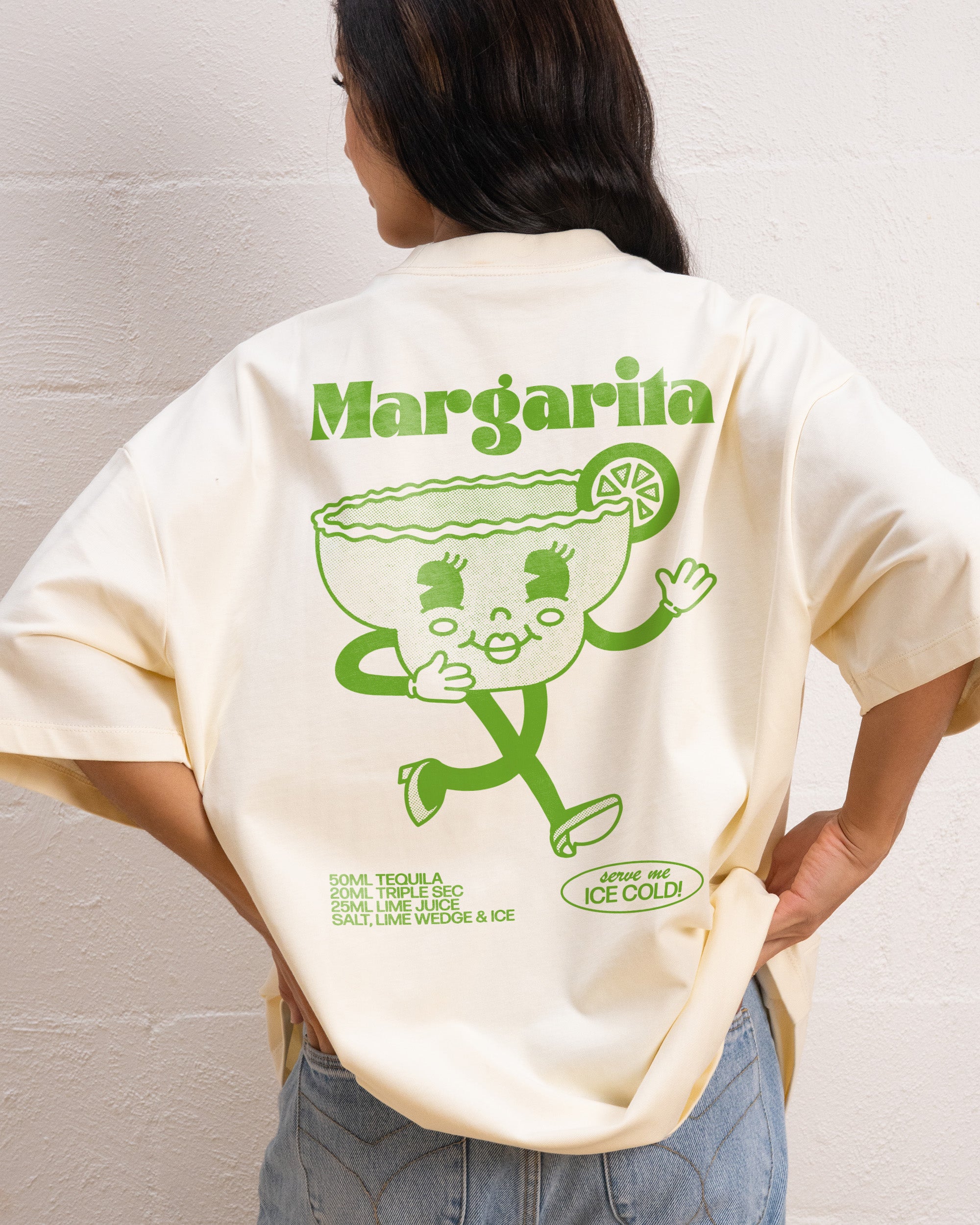 Margarita Oversized Graphic Tee Unisex 90s Boxy Fit 100% Combed Cotton Heavyweight