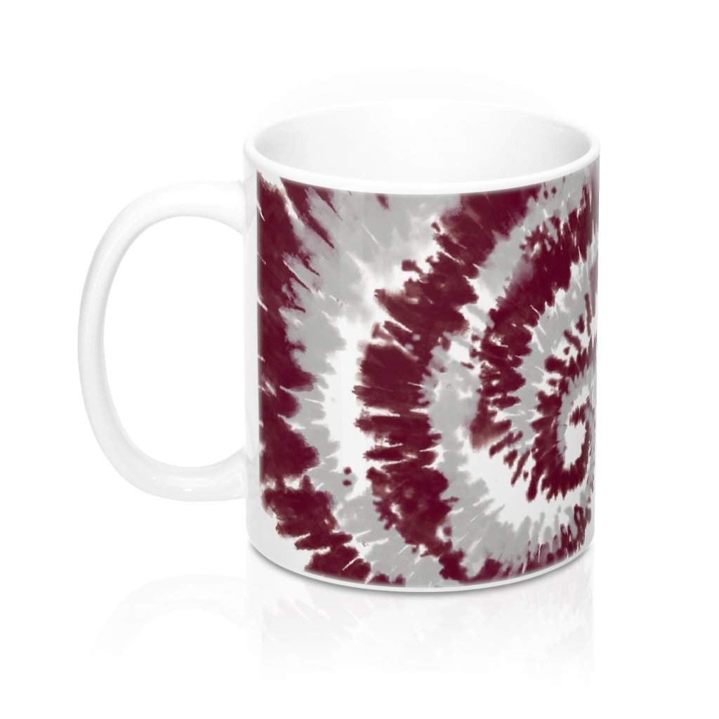 Maroon & Grey Tie Dye Coffee Mug - Durable Ceramic 11oz