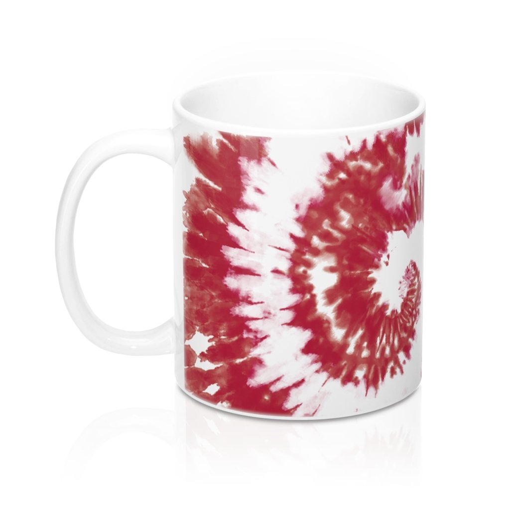 Maroon & White Tie Dye Coffee Mug - Durable Ceramic 11oz