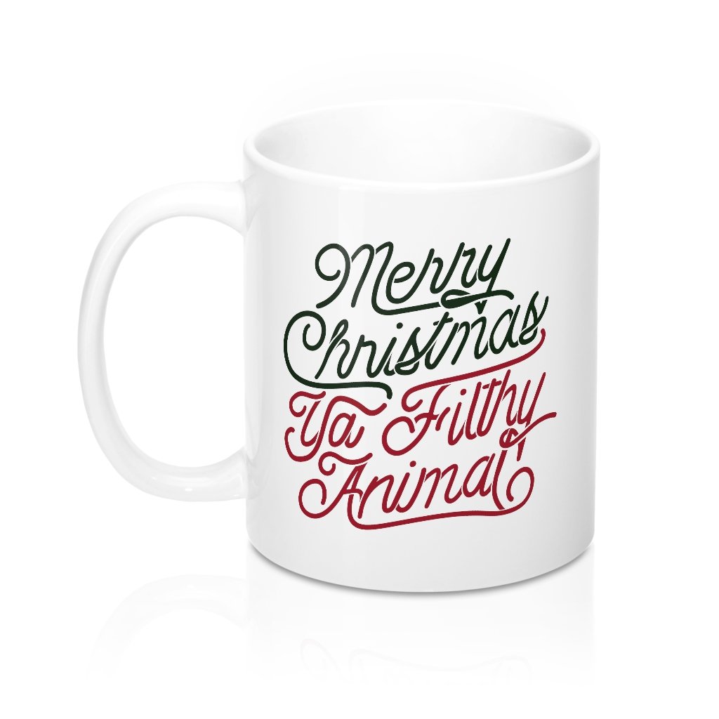 Merry Christmas Ya Filthy Animal Ceramic Coffee Mug - White 11oz