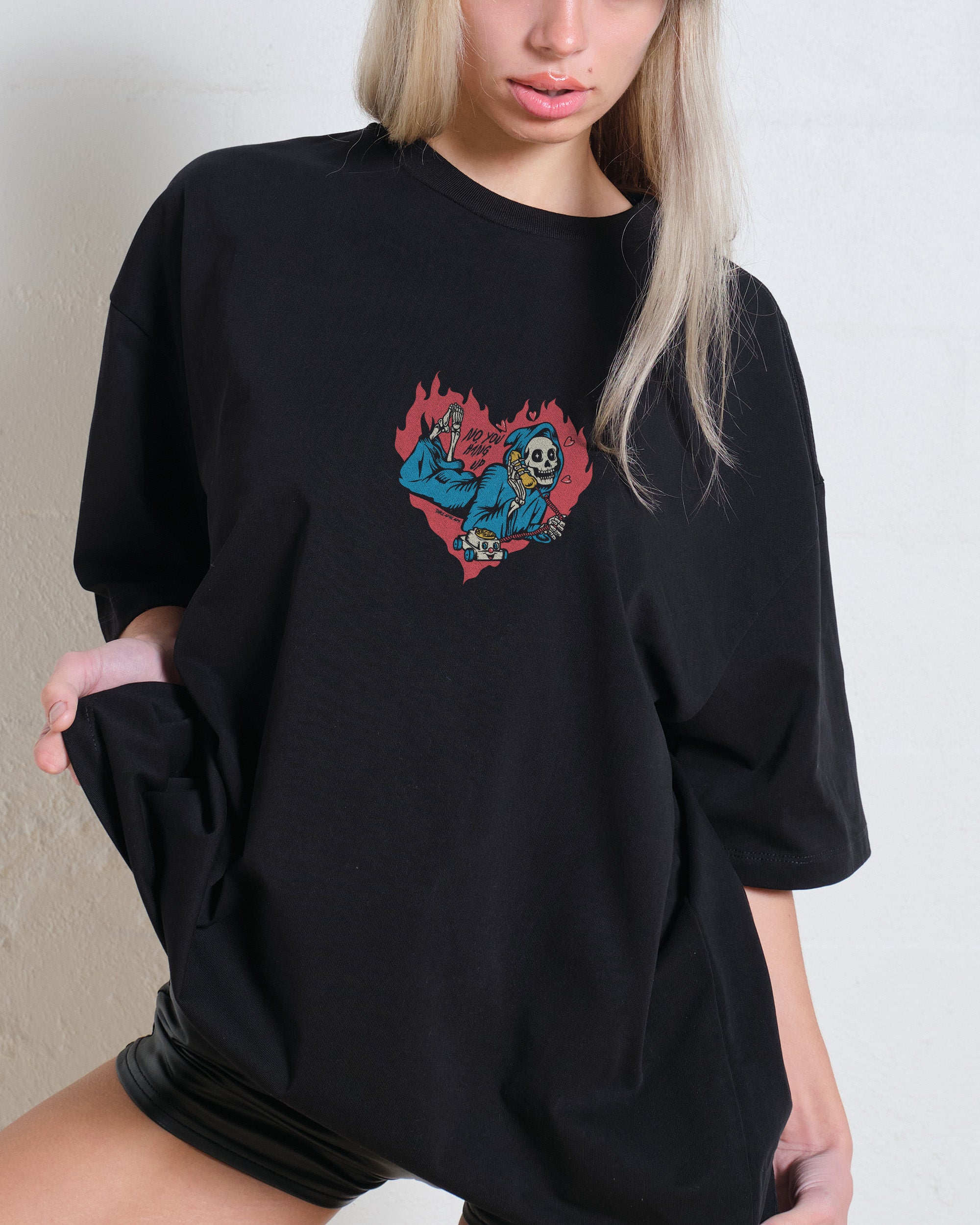 No You Hang Up Oversized Graphic Tee Unisex 90s Boxy Fit 100% Combed Cotton