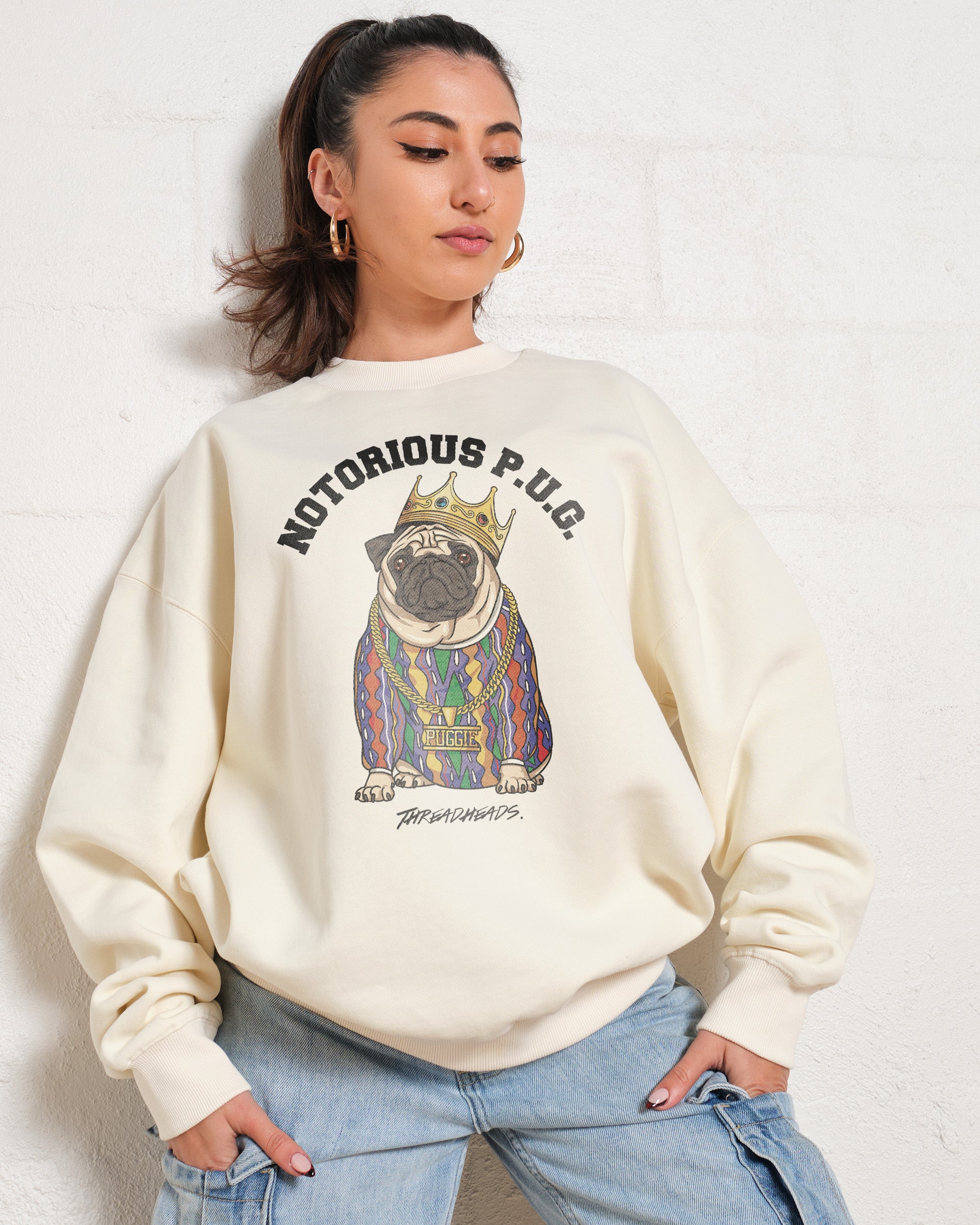 Notorious PUG Sweatshirt Unisex Graphic 80% Cotton 340gsm Thick Fabric