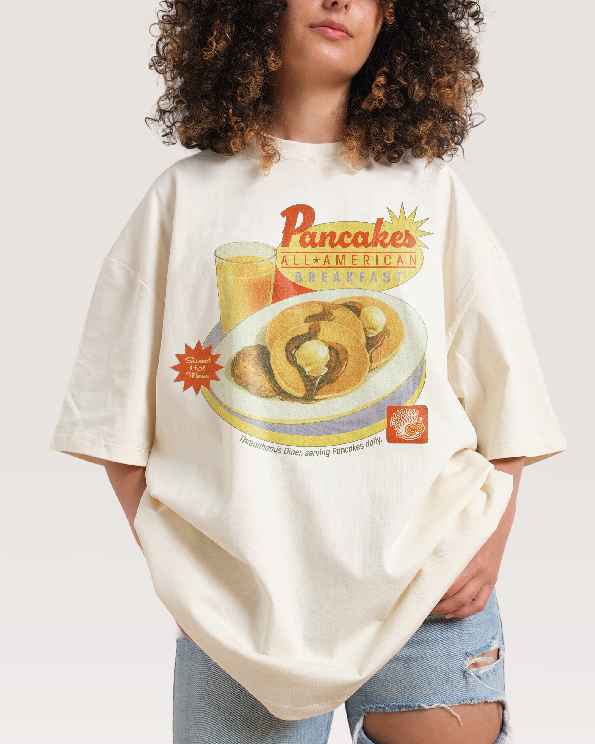 Pancakes Oversized Graphic T-Shirt Unisex - Premium 100% Combed Cotton Heavyweight Tee