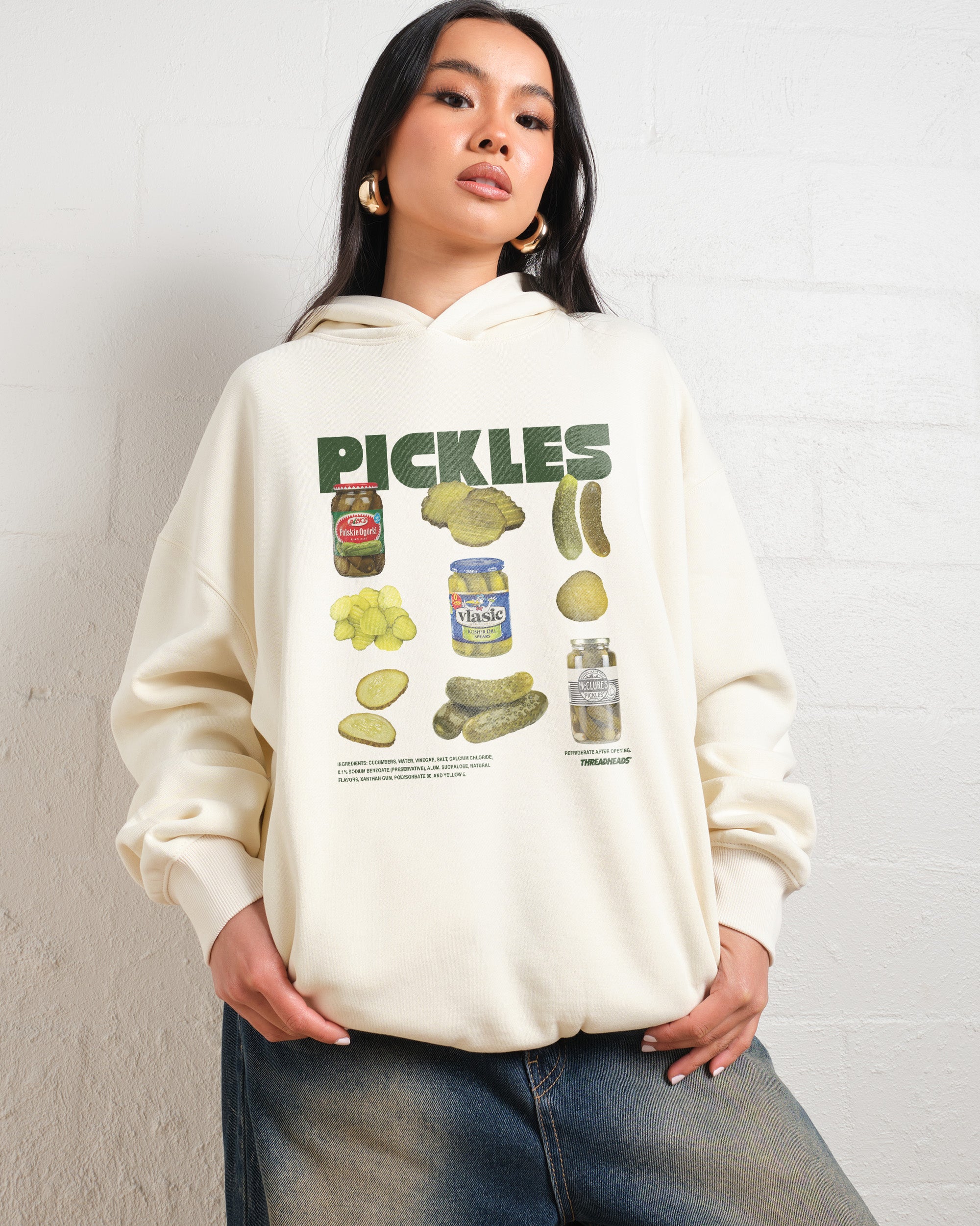 Pickles Hoodie Unisex Graphic Hoodie 90s Boxy Fit Dropped Shoulders 340gsm Cotton Polyester