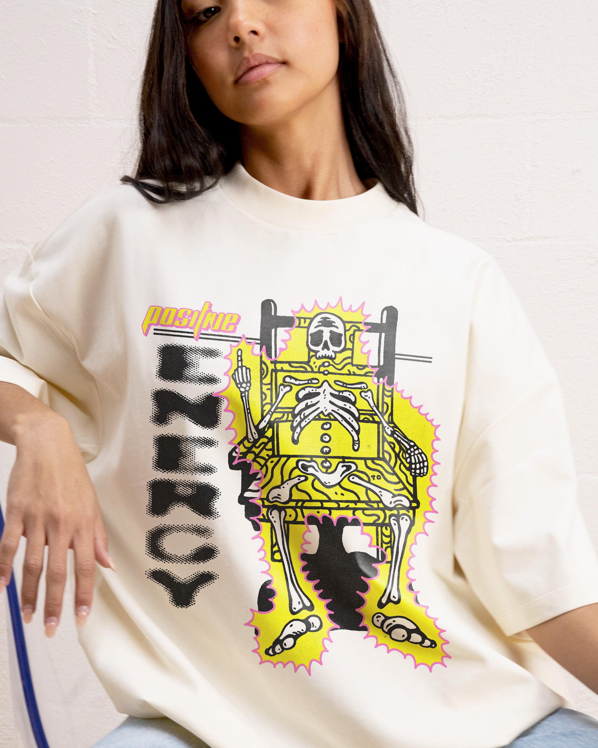 Positive Energy Oversized Graphic Tee Unisex 90s Boxy Fit 100% Combed Cotton