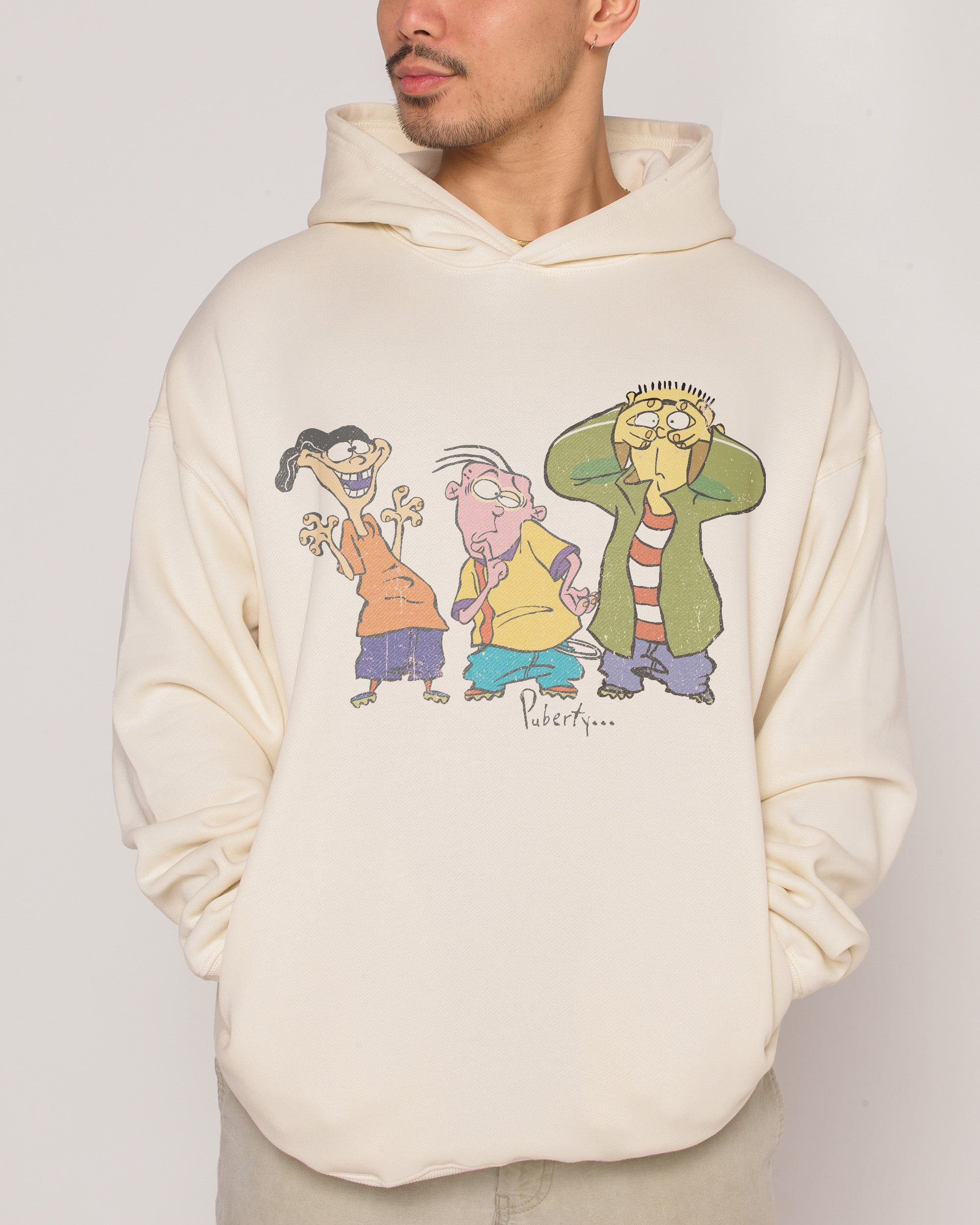 Puberty is Unforgiving Ed Edd n Eddy Unisex Hoodie - 90s Boxy Fit 340gsm Cotton Poly Blend