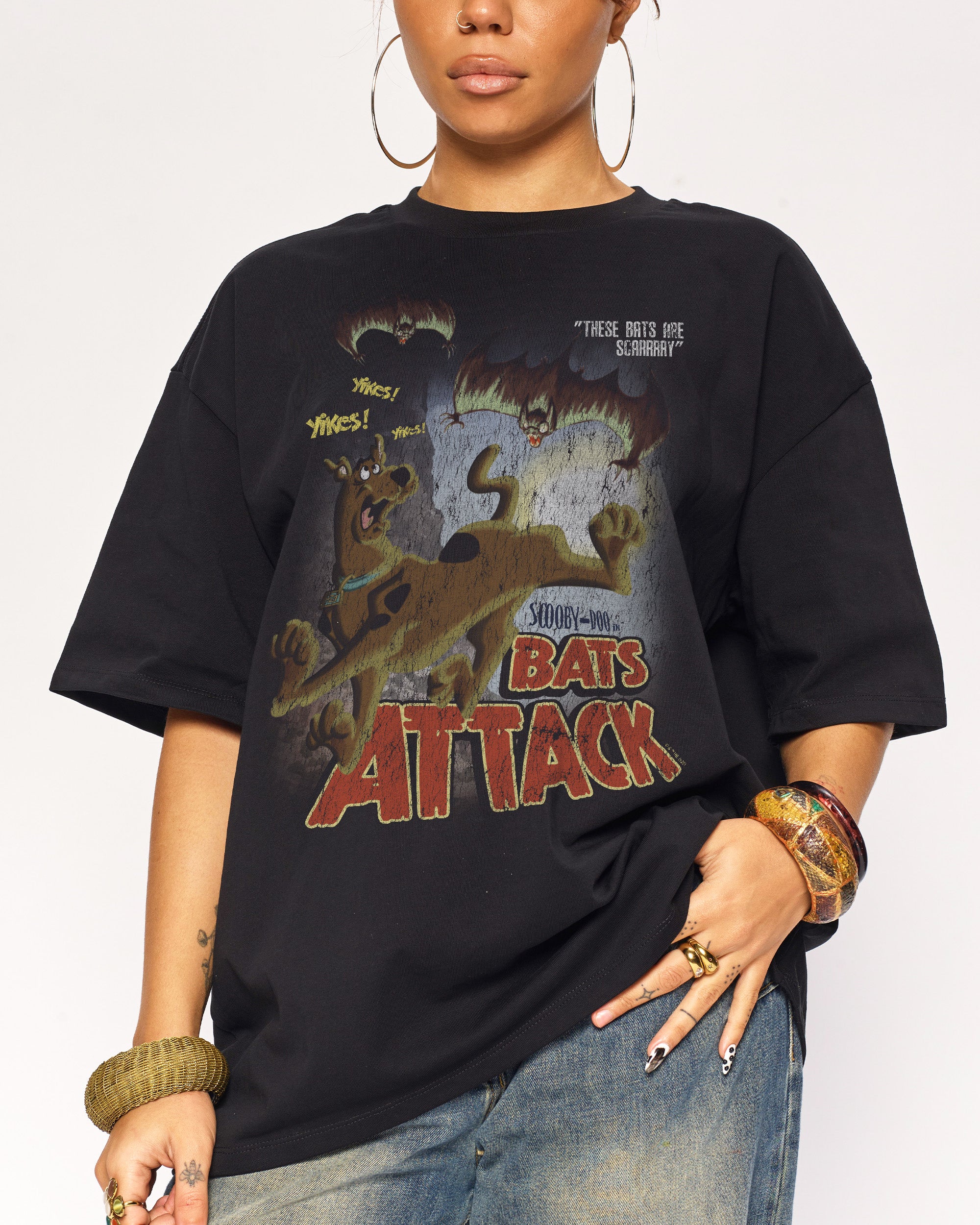 Scooby-Doo Bats Attack Oversized Graphic T-Shirt Unisex 100% Combed Cotton Heavyweight