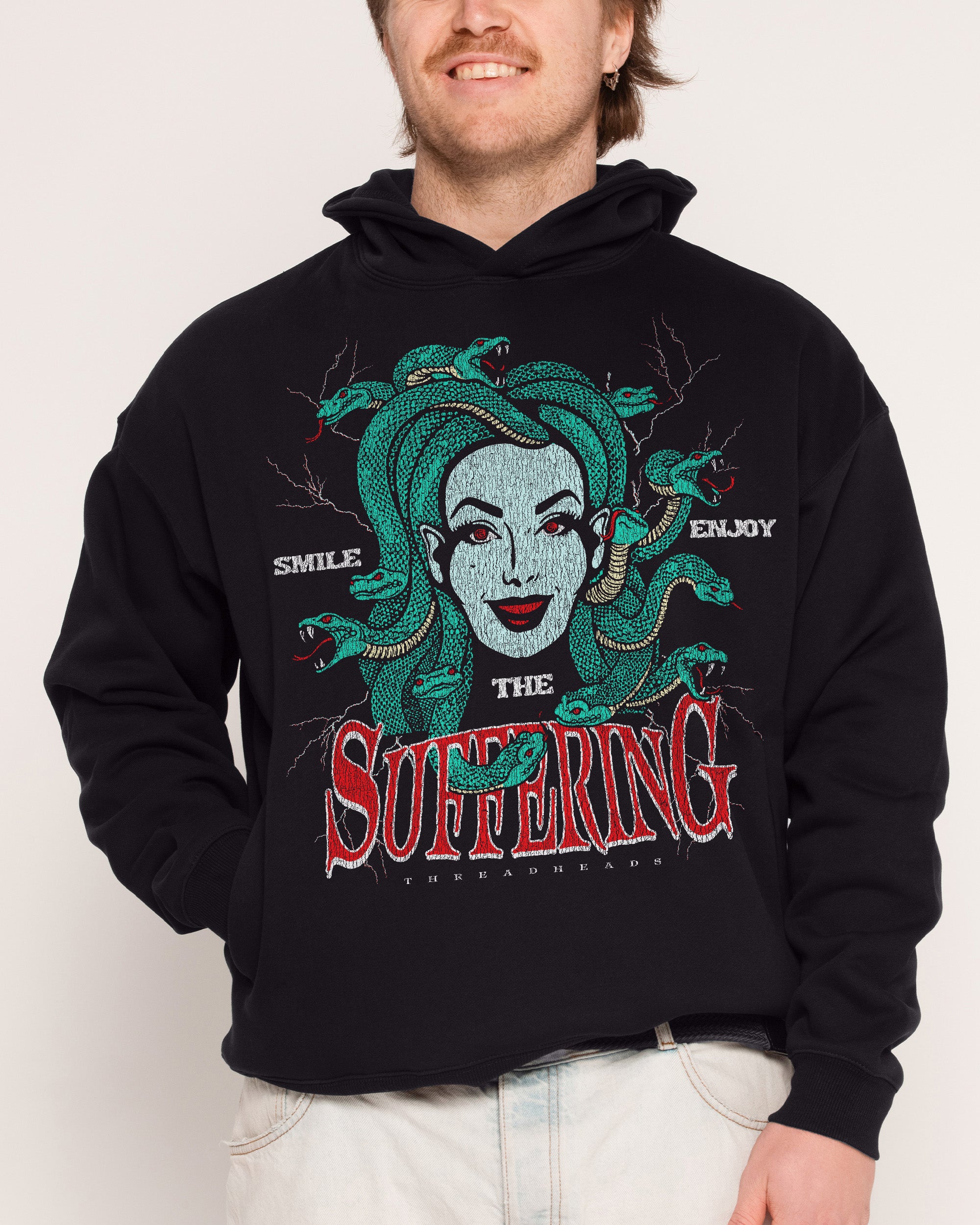 Smile Suffering Unisex Hoodie - 90s Boxy Fit, Dropped Shoulders, 340gsm Cotton-Poly
