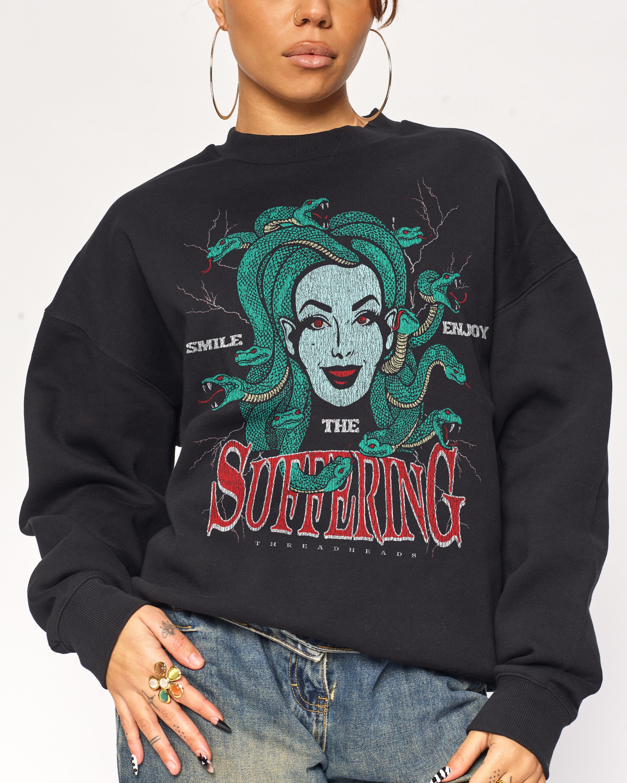 Smile Suffering Unisex Sweatshirt - Premium 340gsm Cotton-Polyester Graphic Print