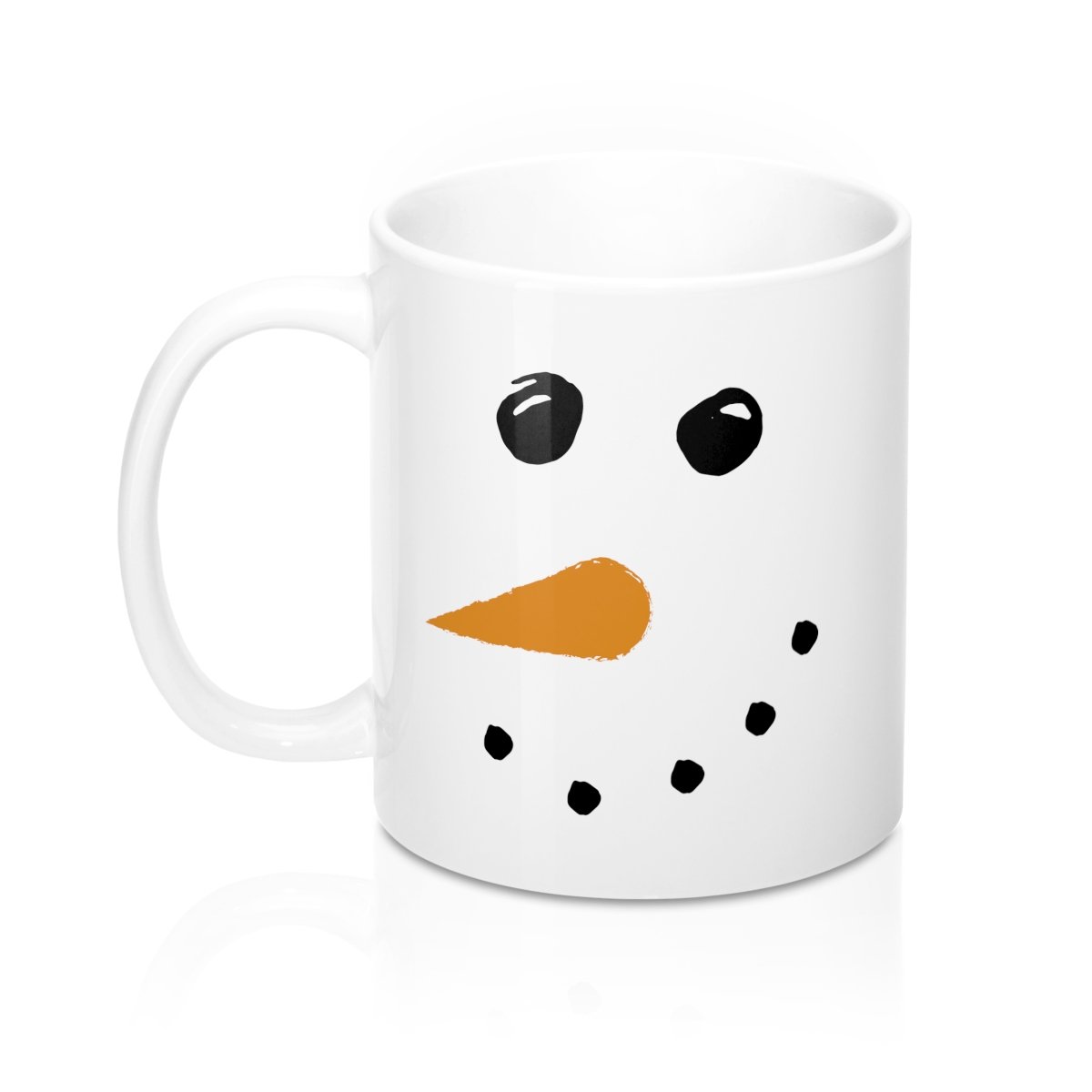 Snowman Coffee Mug - White Ceramic, Classic Shape, Durable for Hot Drinks