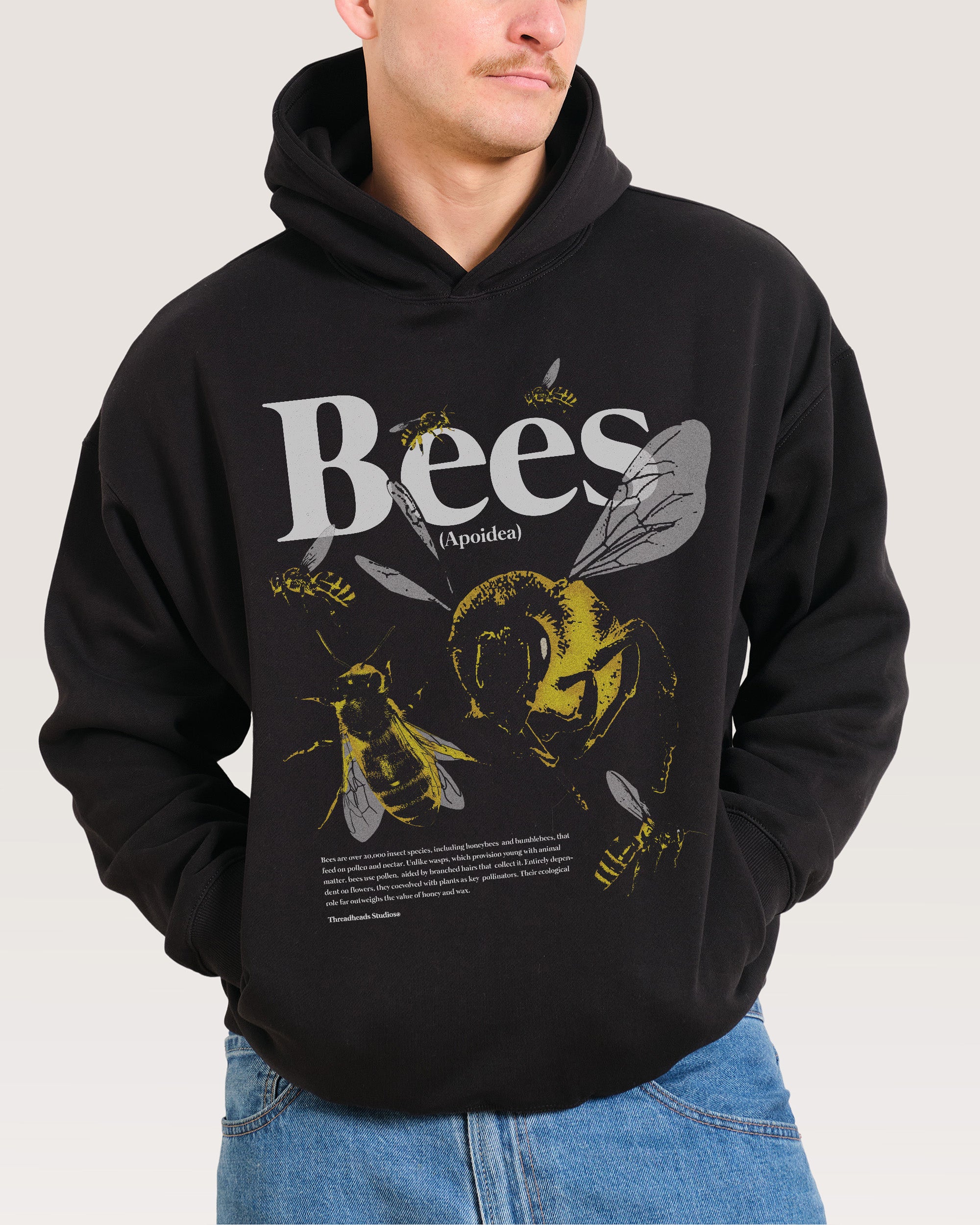 Specimen B The Bee Unisex Graphic Hoodie 90s Boxy Fit 80% Cotton 340gsm