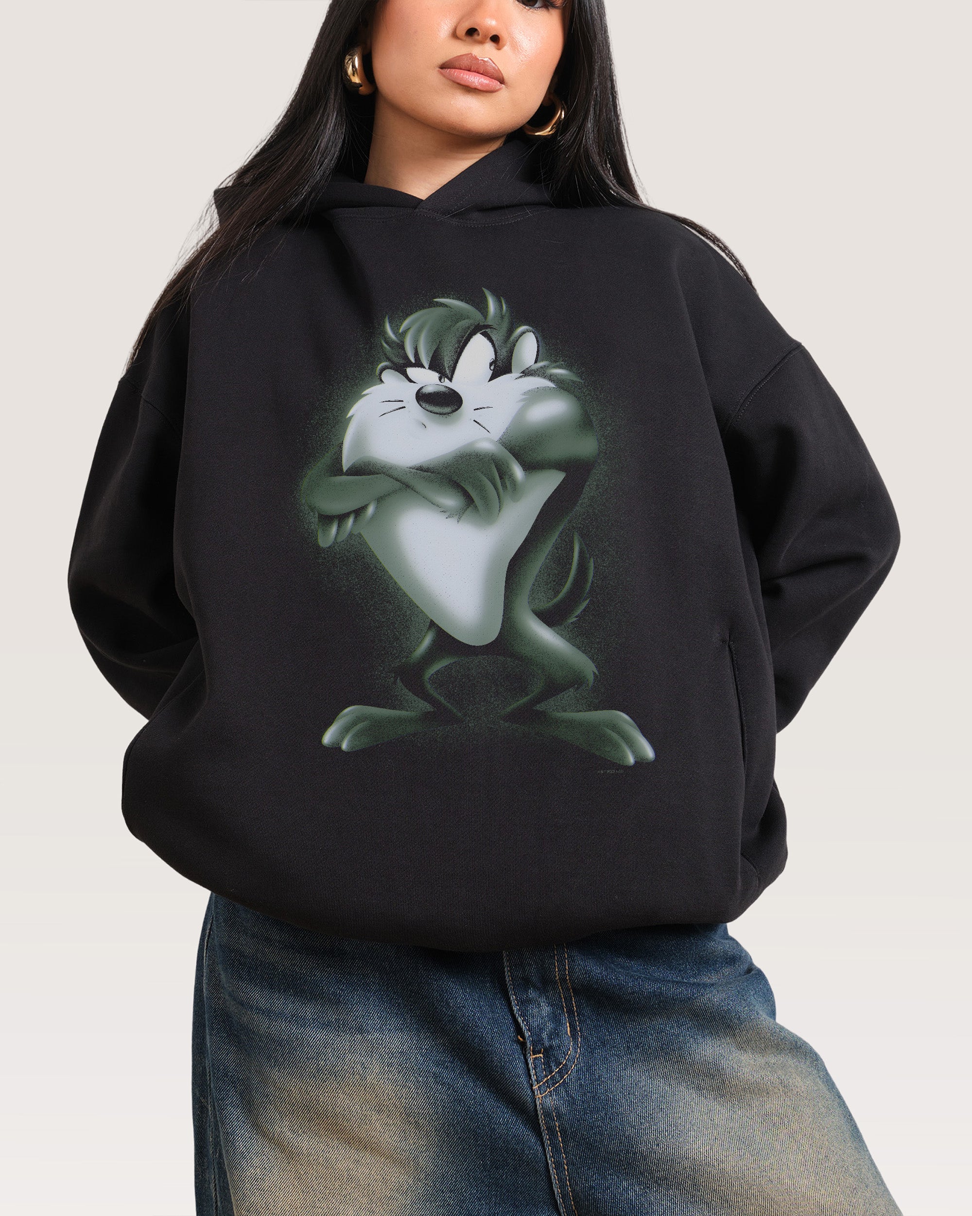 Taz Vintage Looney Tunes Unisex Hoodie - 90s Boxy Fit, 80% Cotton 340gsm