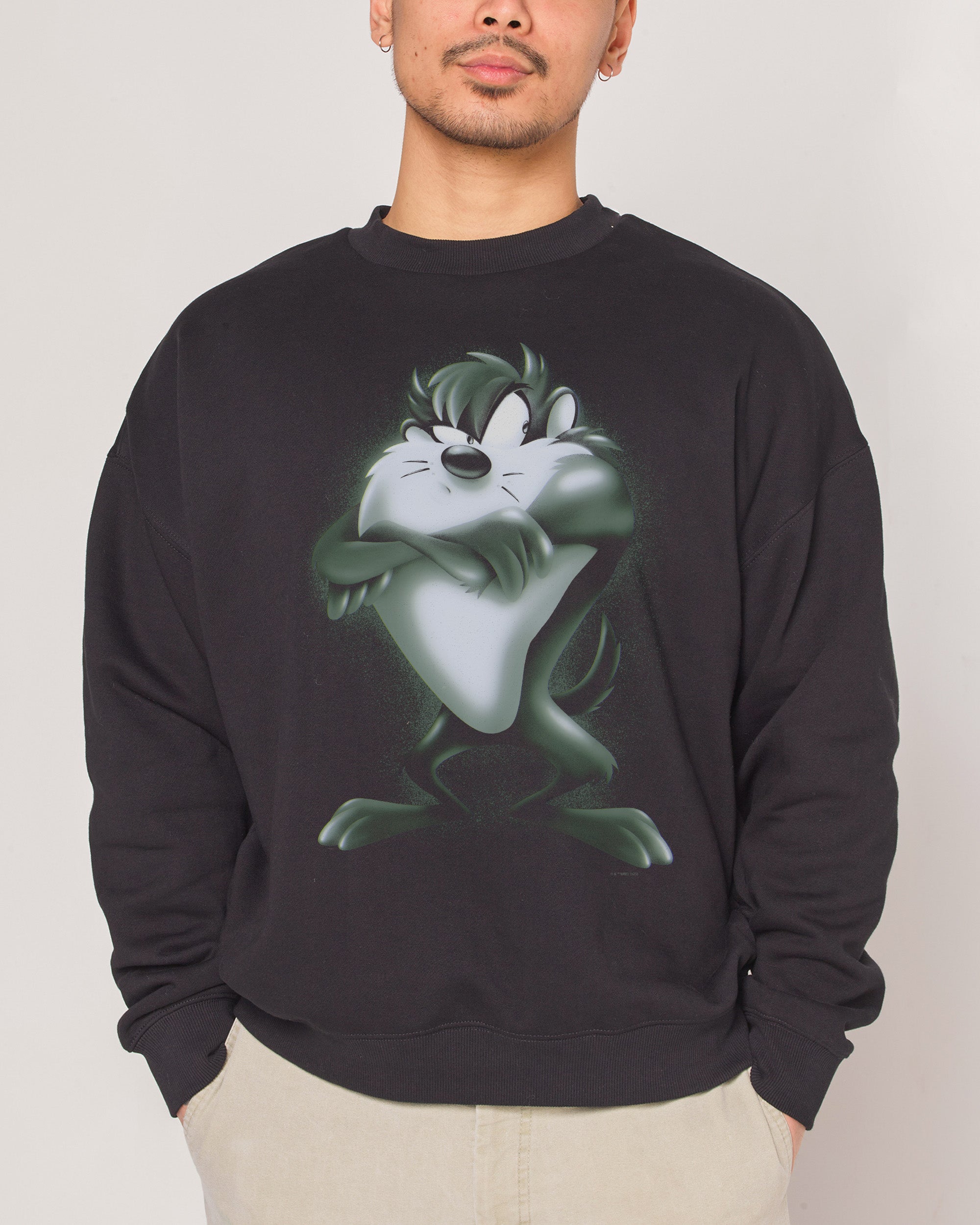 Taz Vintage Unisex Sweatshirt Looney Tunes Graphic Print 80% Cotton 340gsm
