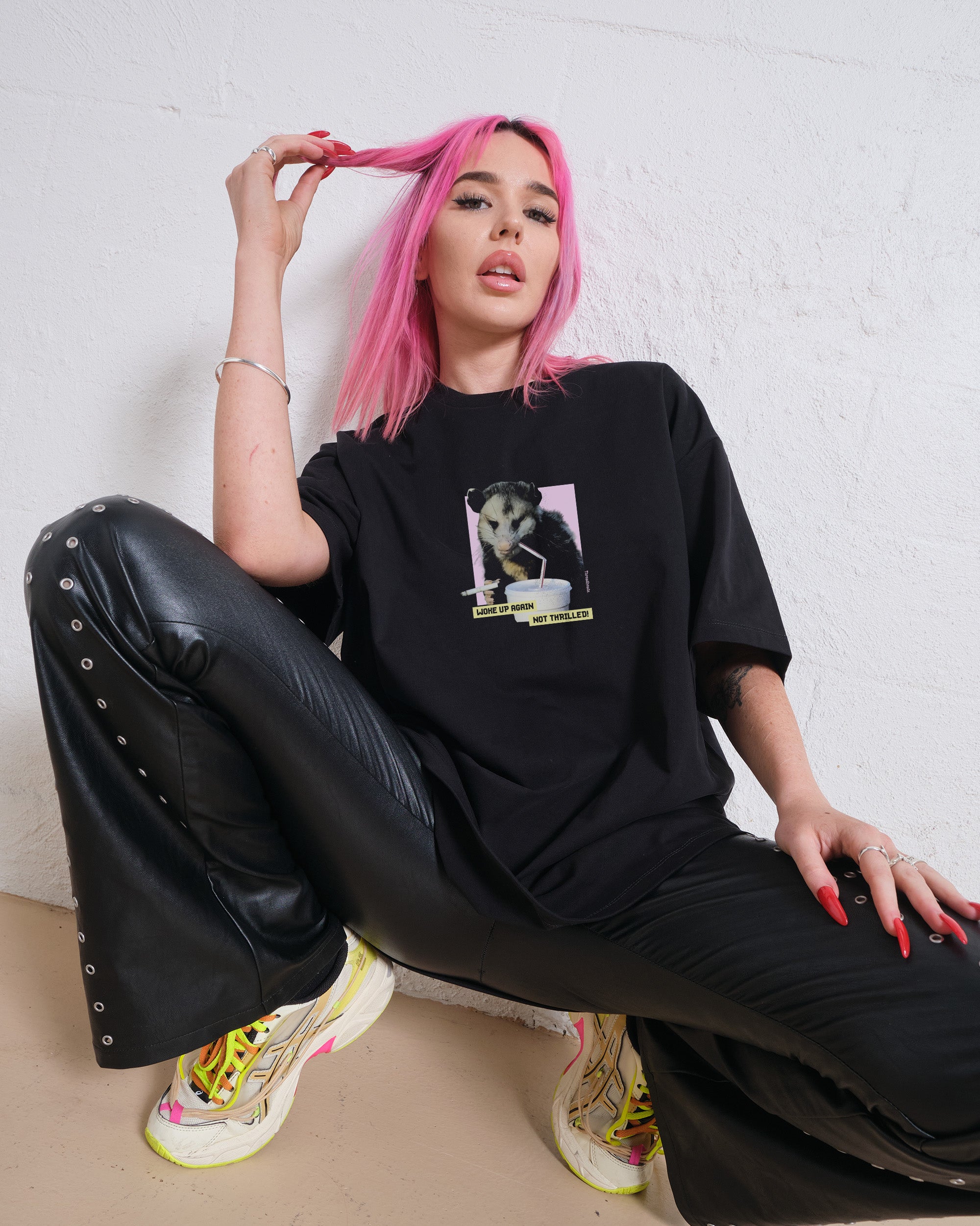Threadheads Woke Up Again Not Thrilled Oversized Graphic Tee Unisex 90s Boxy Fit