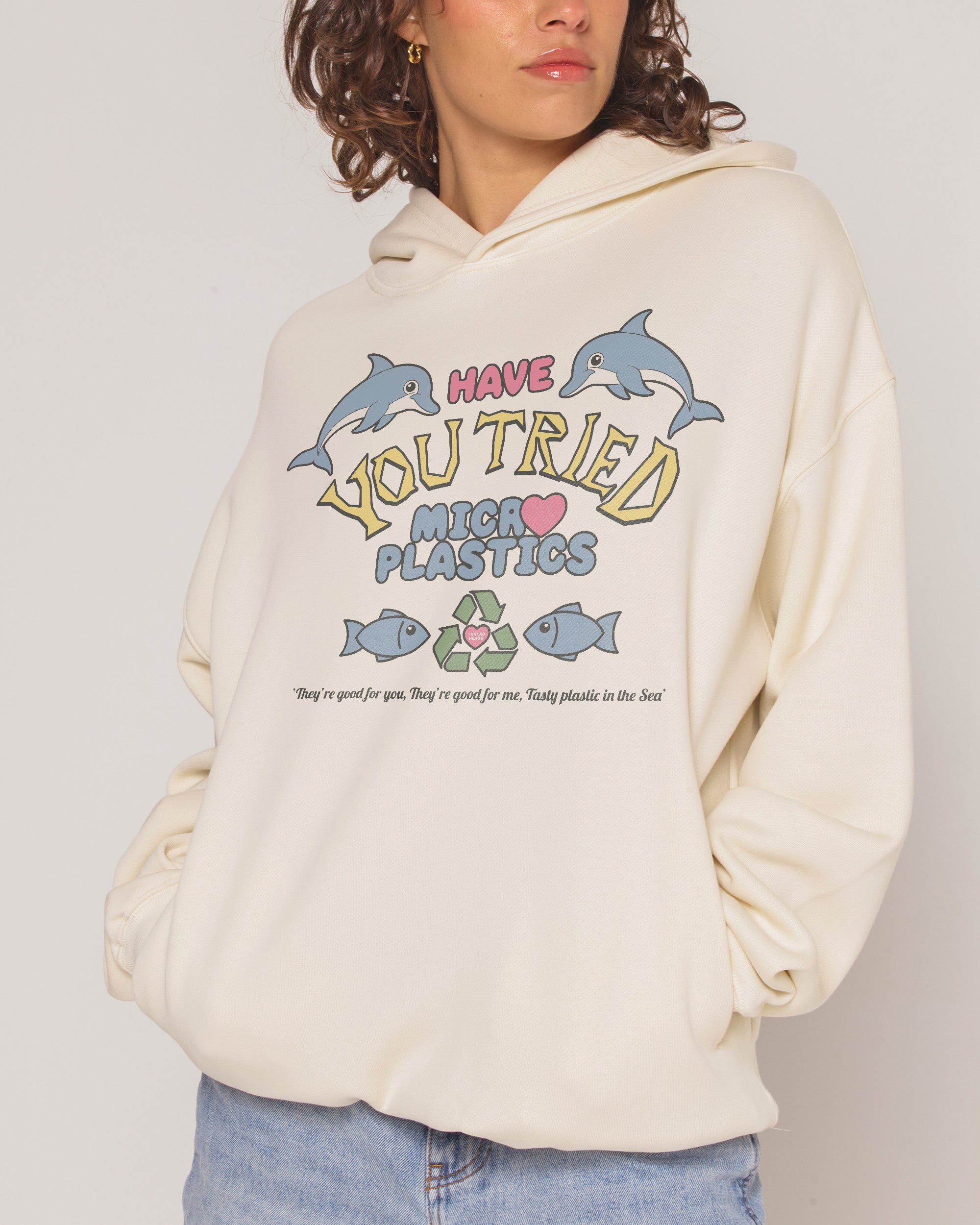 Tried Microplastics? Graphic Hoodie - Unisex 90s Boxy Fit 80% Cotton 340gsm