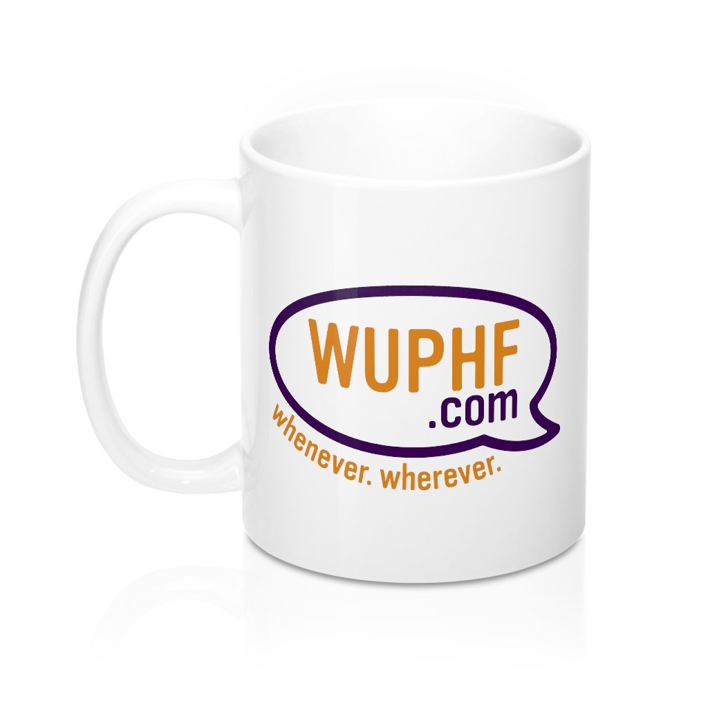 WUPHF.com Ceramic Coffee Mug - White Durable 11oz Classic Shape