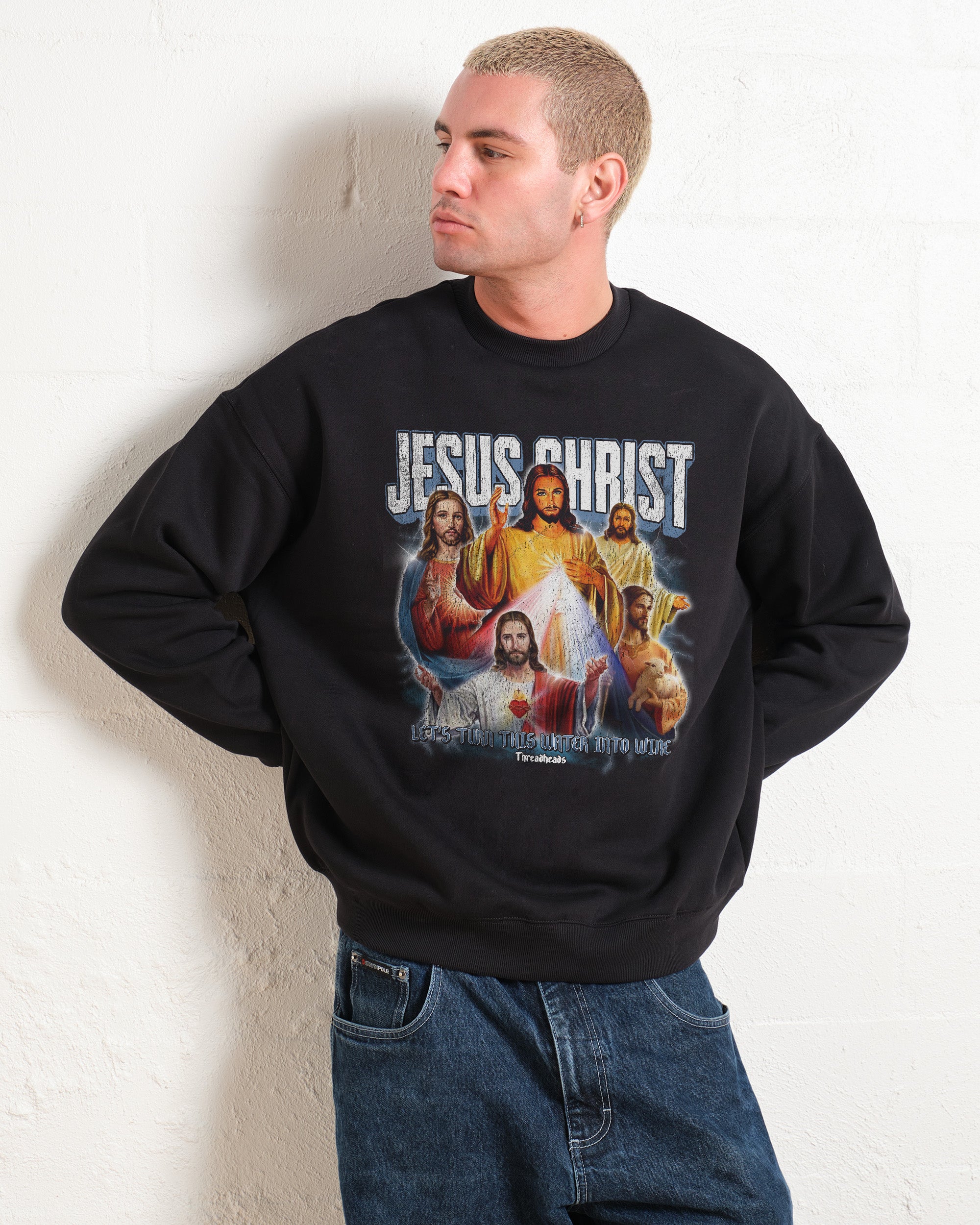 Vintage Jesus Christ Unisex Sweatshirt - 80% Cotton 340gsm Graphic Print