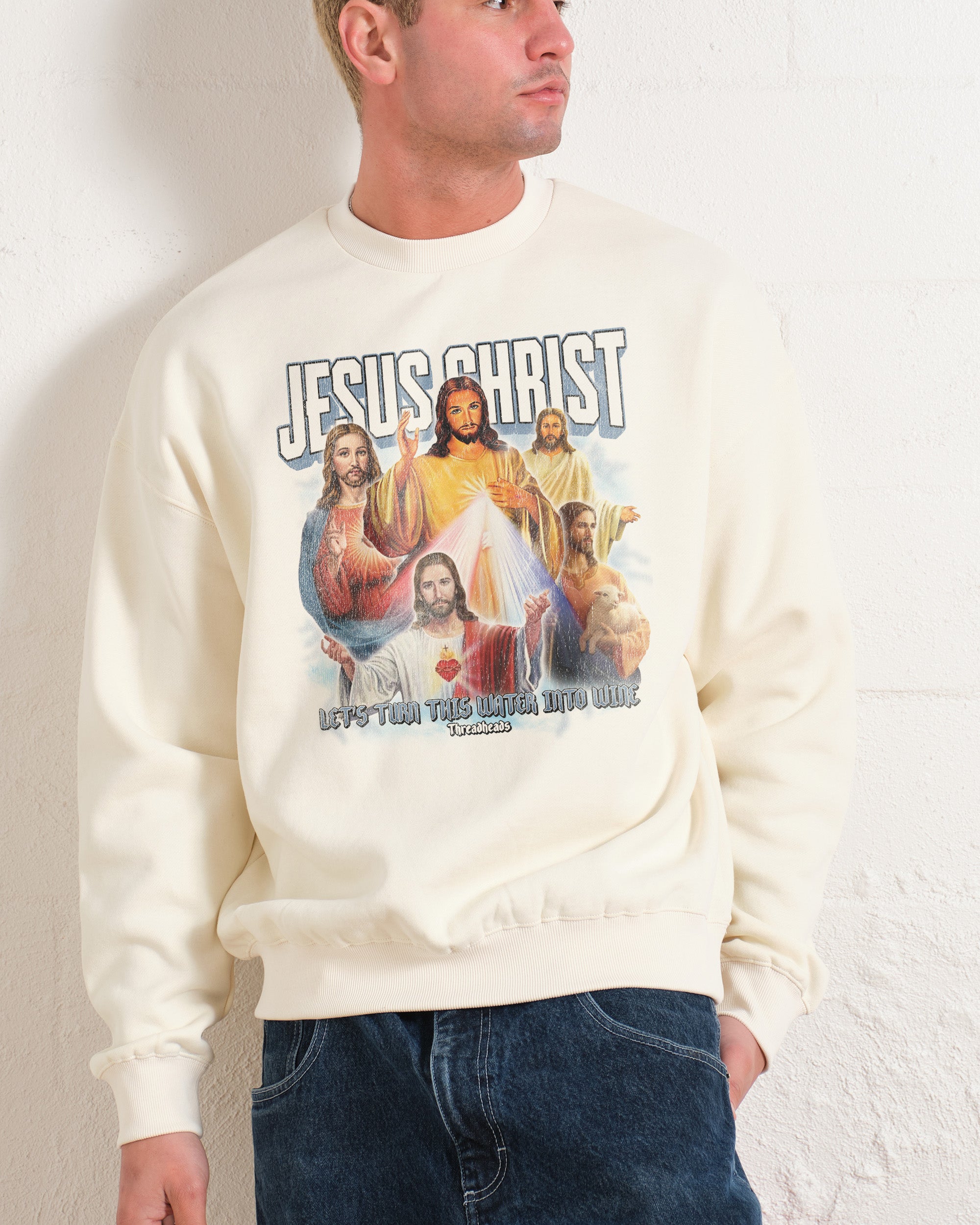 Vintage Jesus Christ Unisex Sweatshirt - 80% Cotton 340gsm Graphic Print